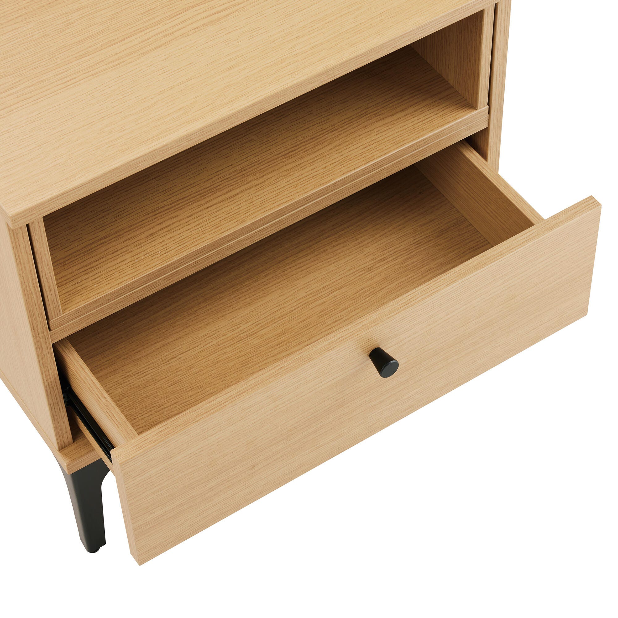 Manhattan Comfort Amara 20" 1 Drawer Nightstand, Natural Oak, large