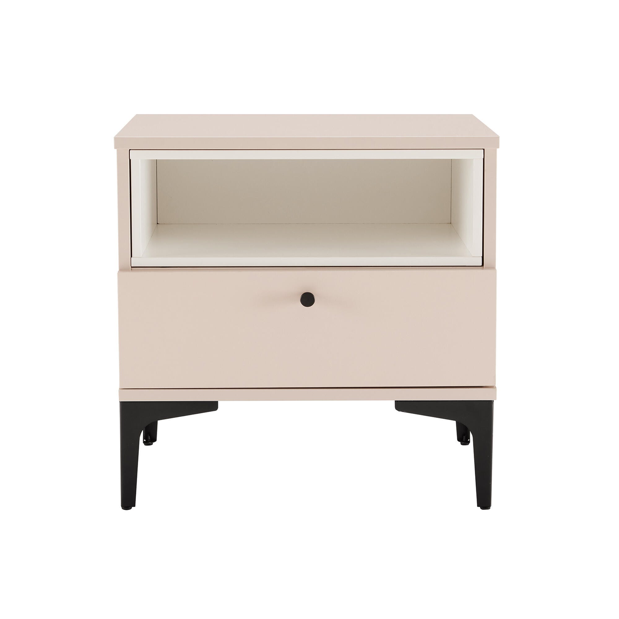 Manhattan Comfort Amara 20" 1 Drawer Nightstand, Pale Rose/White, large