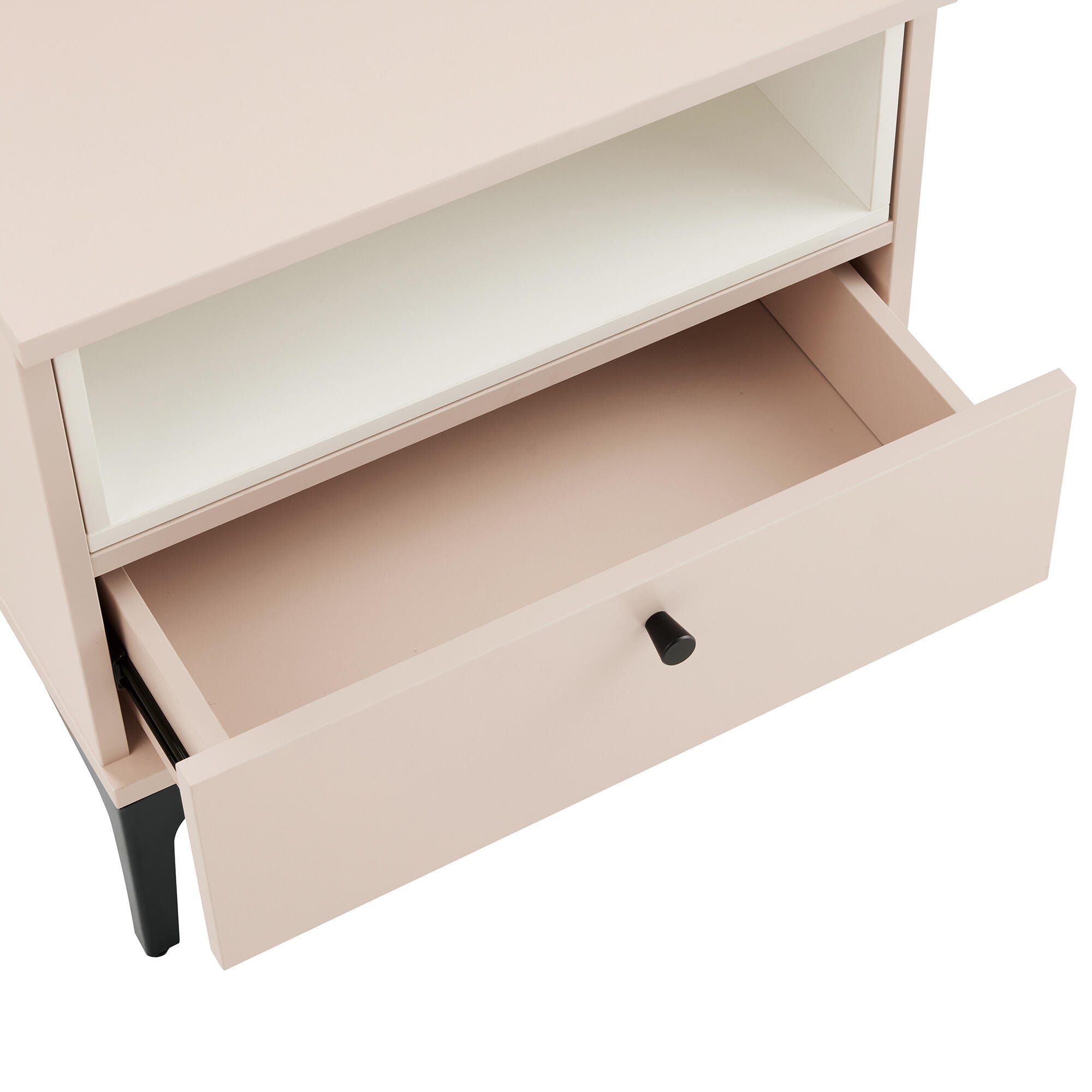 Manhattan Comfort Amara 20" 1 Drawer Nightstand, Pale Rose/White, large
