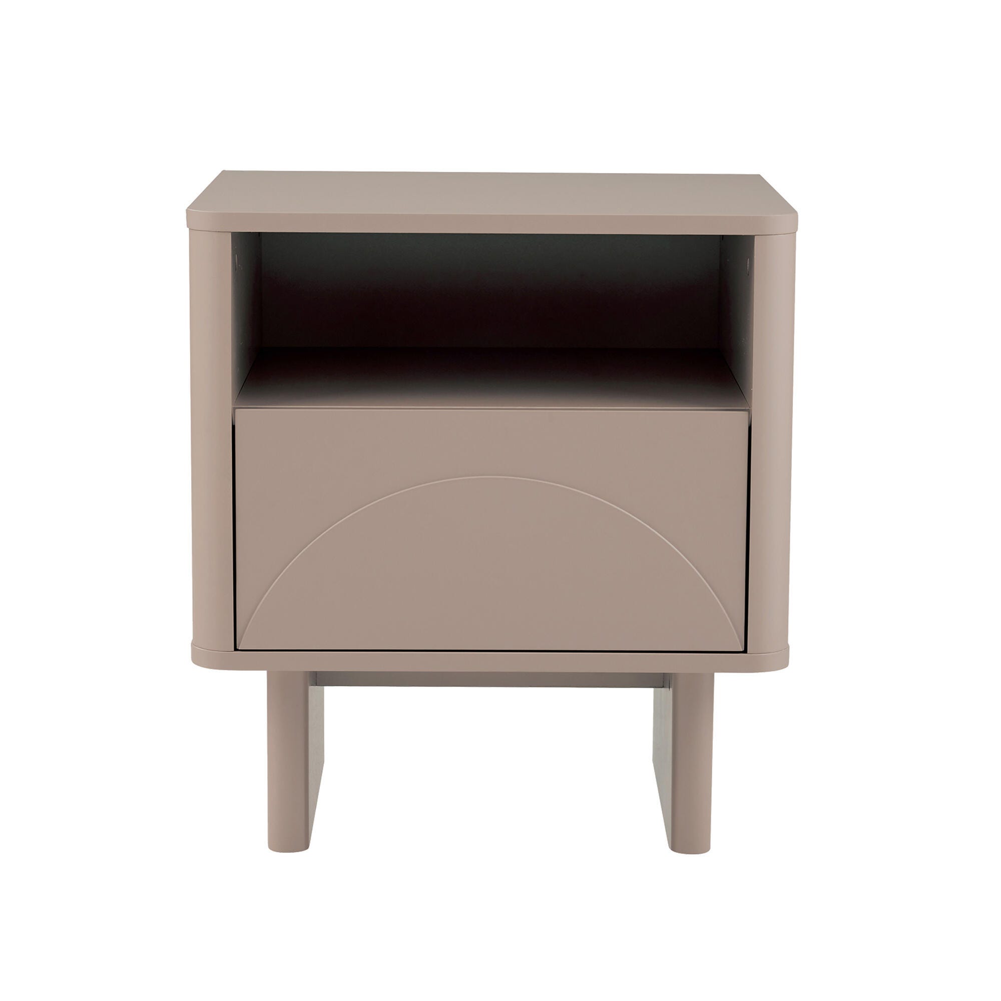 Manhattan Comfort Ella 20" 1 Drawer Nightstand, Mocha, large