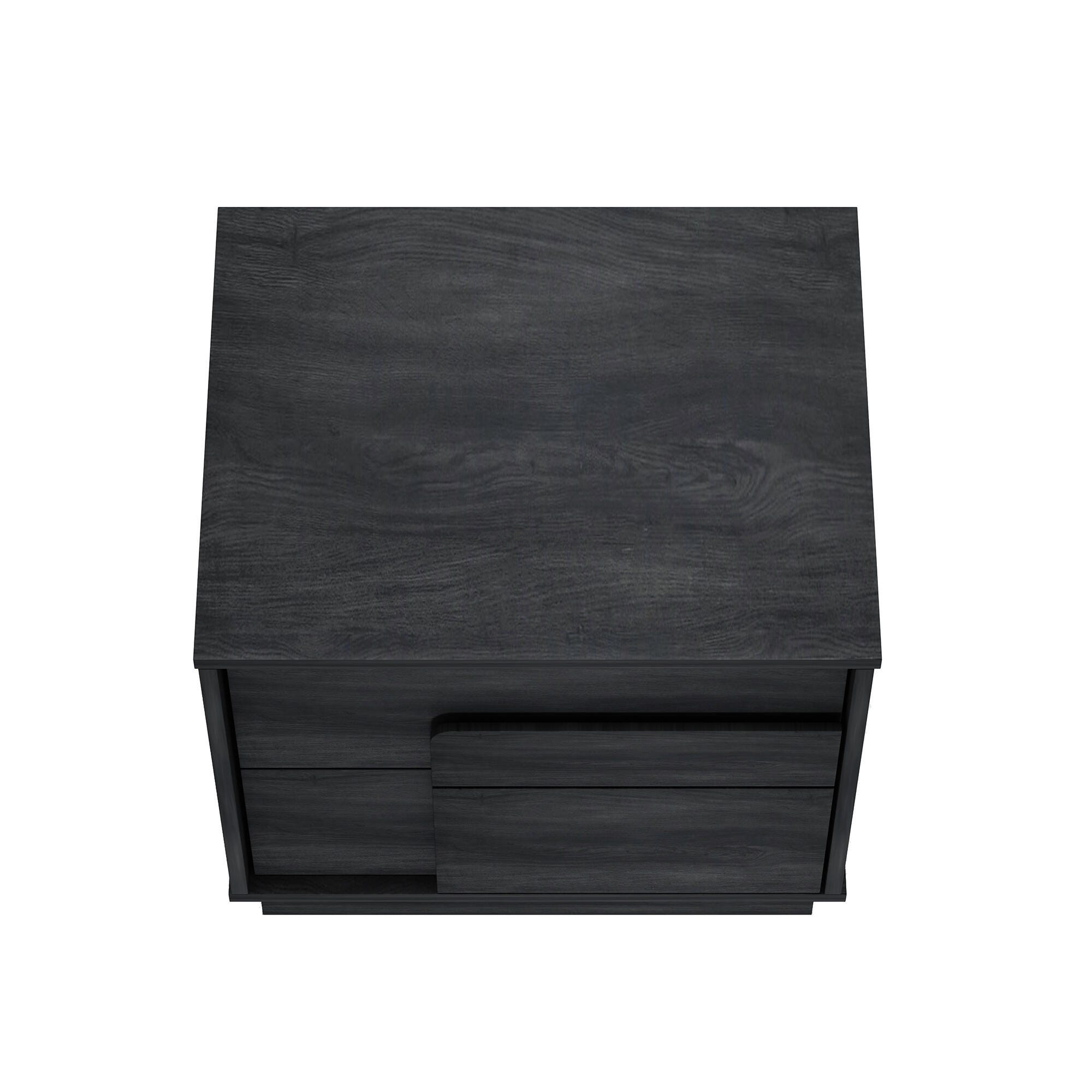 Manhattan Comfort Horizon 22" 2 Drawer Nightstand, Charcoal Gray, large