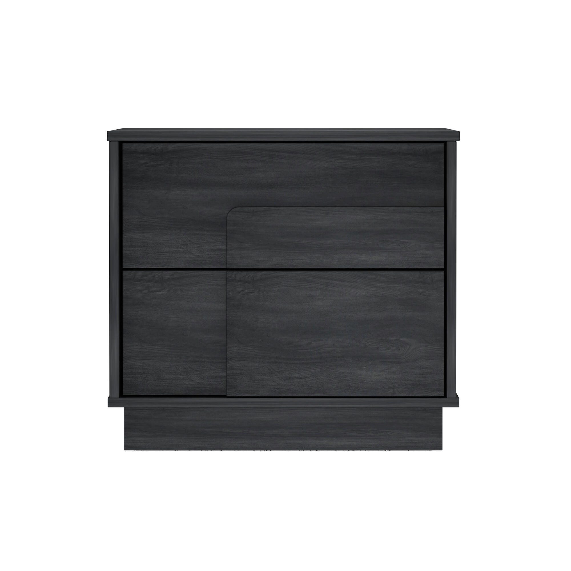 Manhattan Comfort Horizon 22" 2 Drawer Nightstand, Charcoal Gray, large