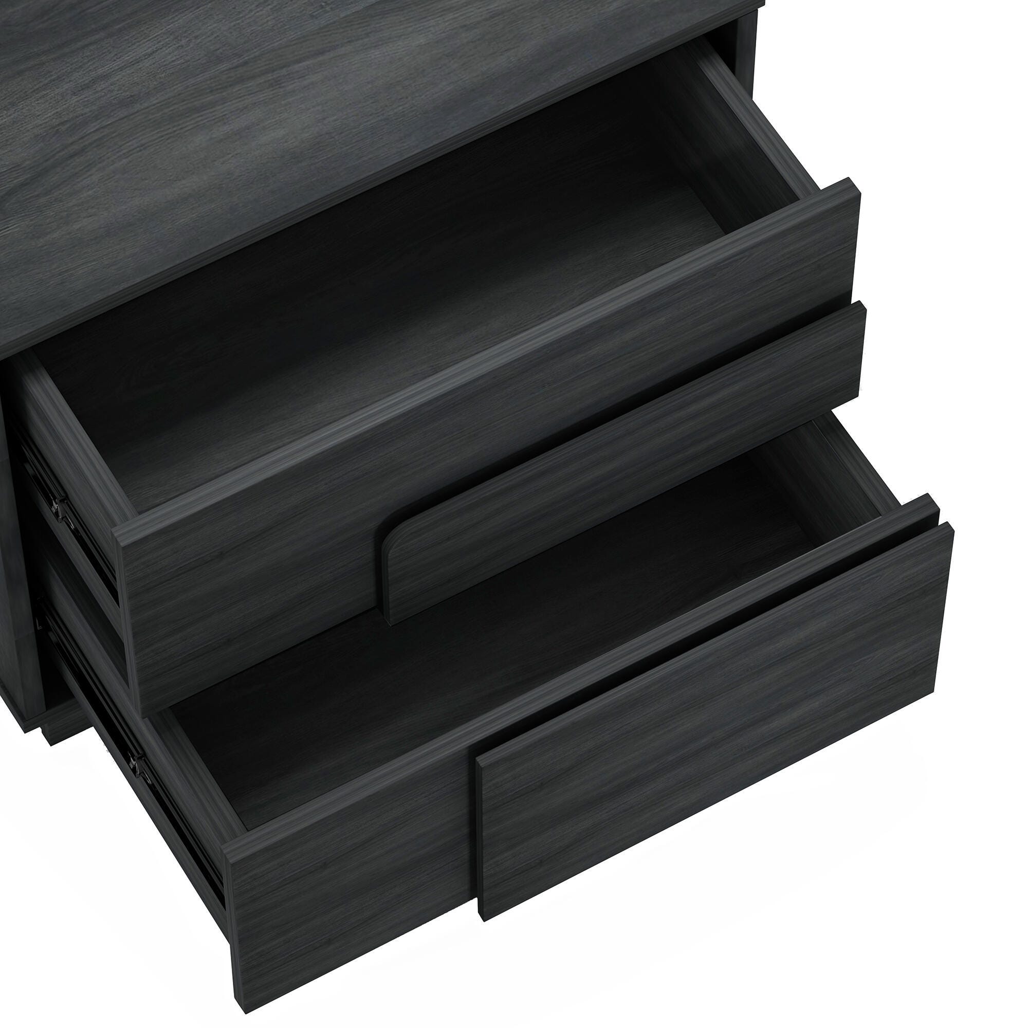 Manhattan Comfort Horizon 22" 2 Drawer Nightstand, Charcoal Gray, large