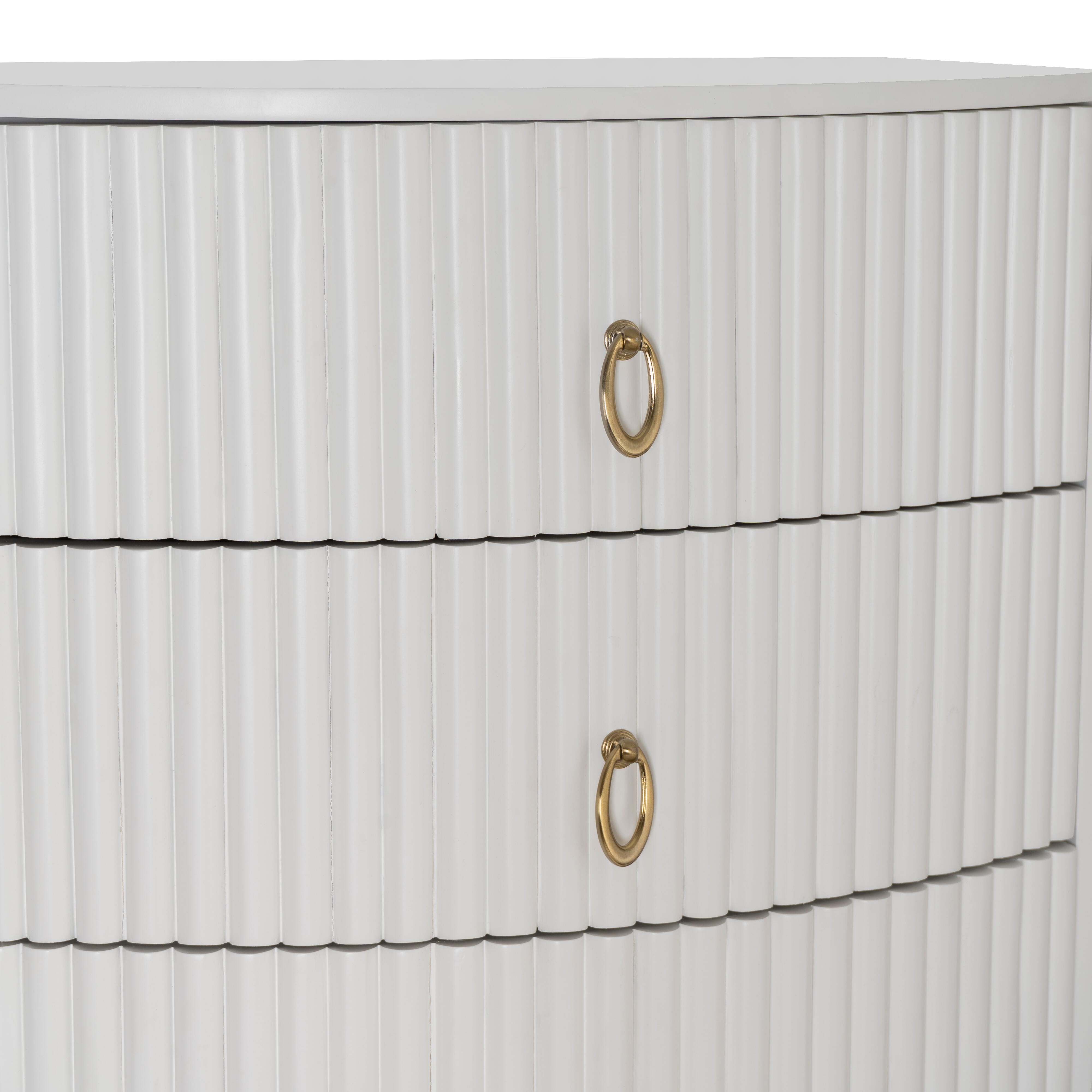 Linon Kara 24" 3 Drawer Nightstand, White, large