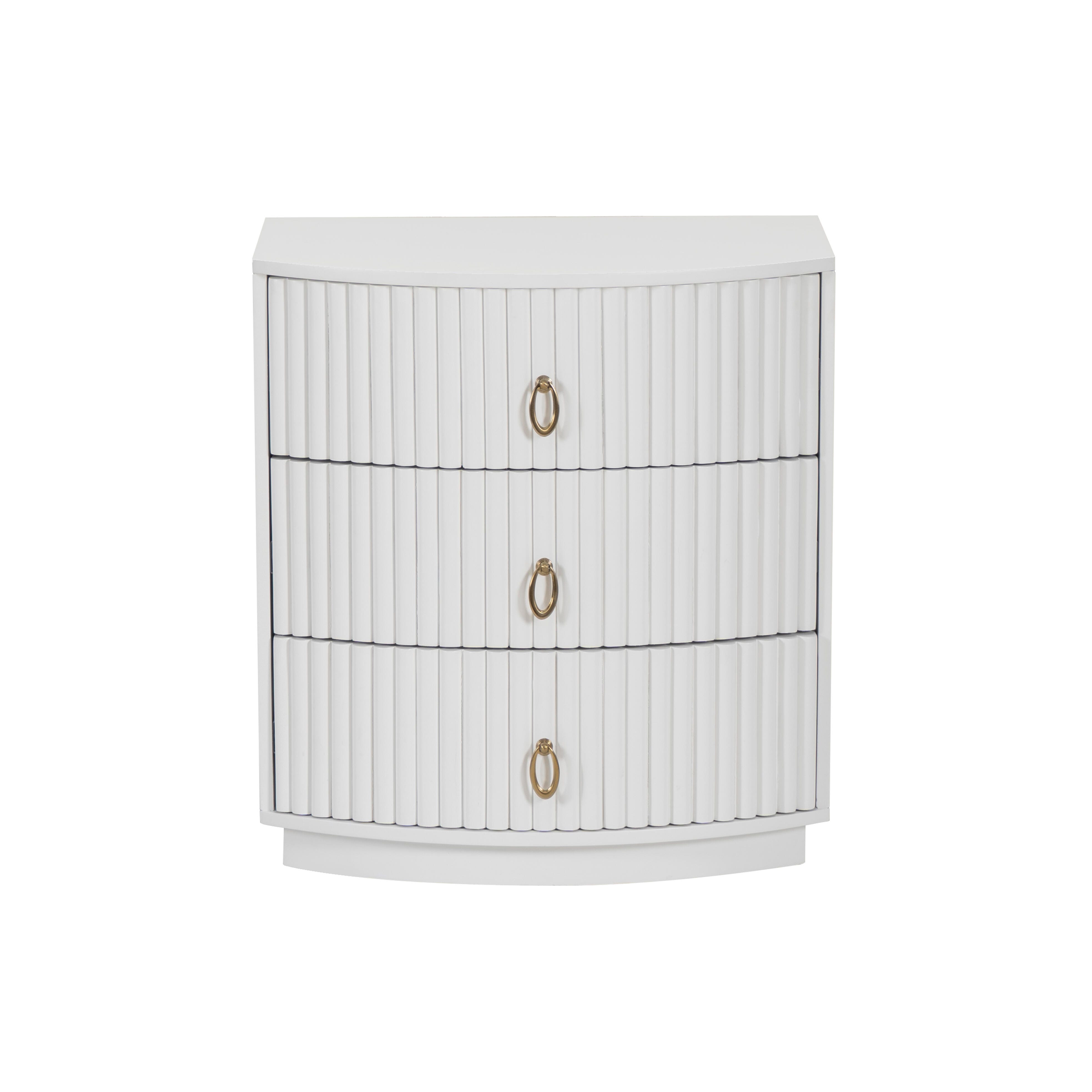 Linon Kara 24" 3 Drawer Nightstand, White, large