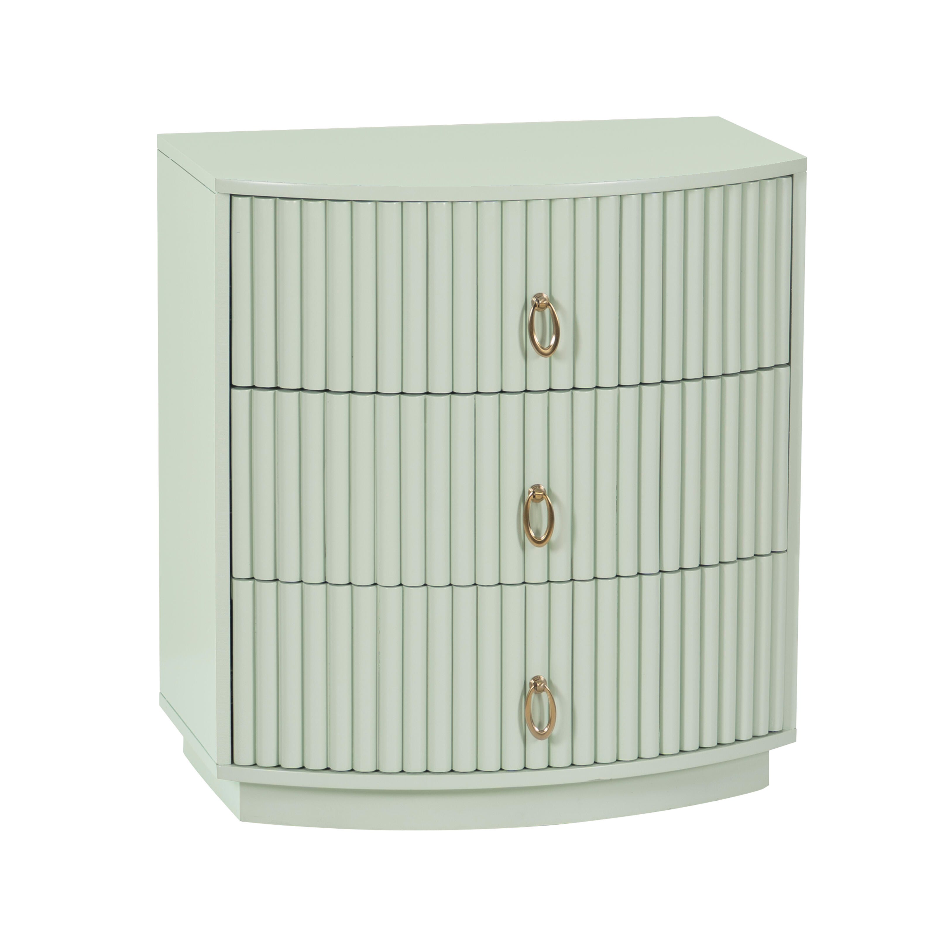 Linon Kara 24" 3 Drawer Nightstand, Sage Green, large
