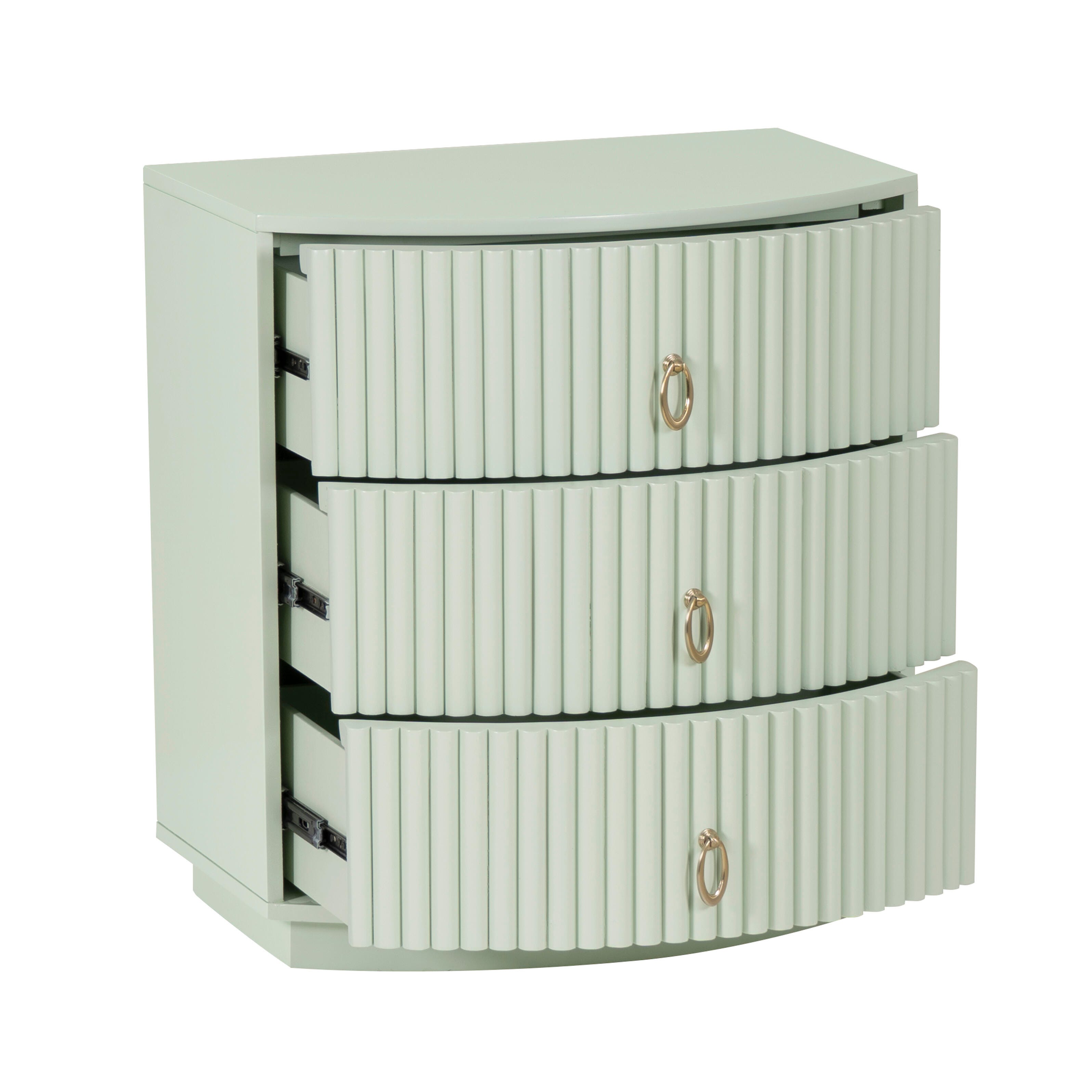 Linon Kara 24" 3 Drawer Nightstand, Sage Green, large