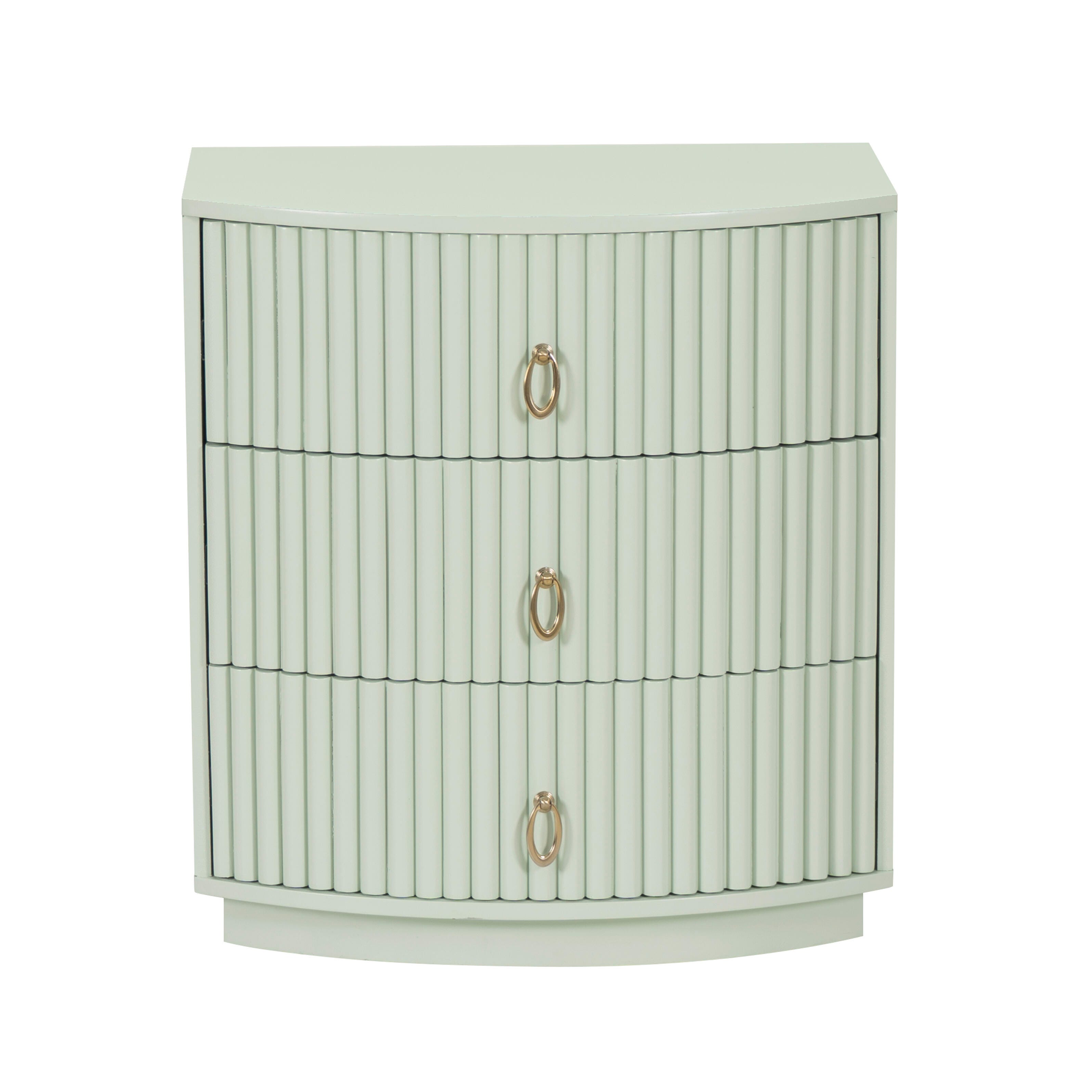Linon Kara 24" 3 Drawer Nightstand, Sage Green, large