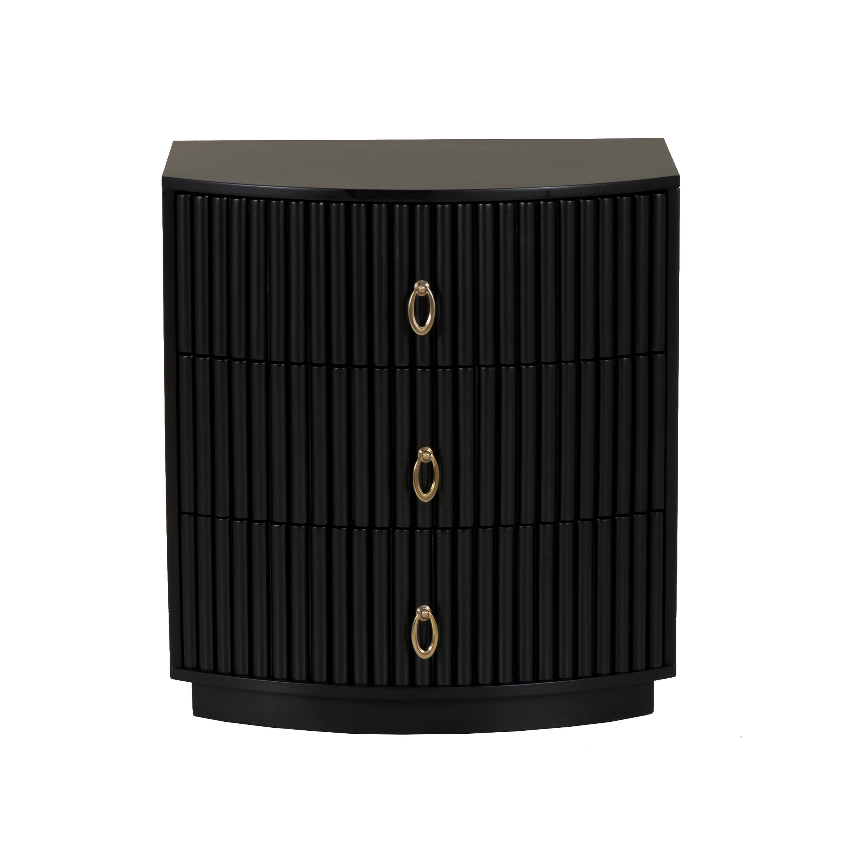 Linon Kara 24" 3 Drawer Nightstand, Black, large