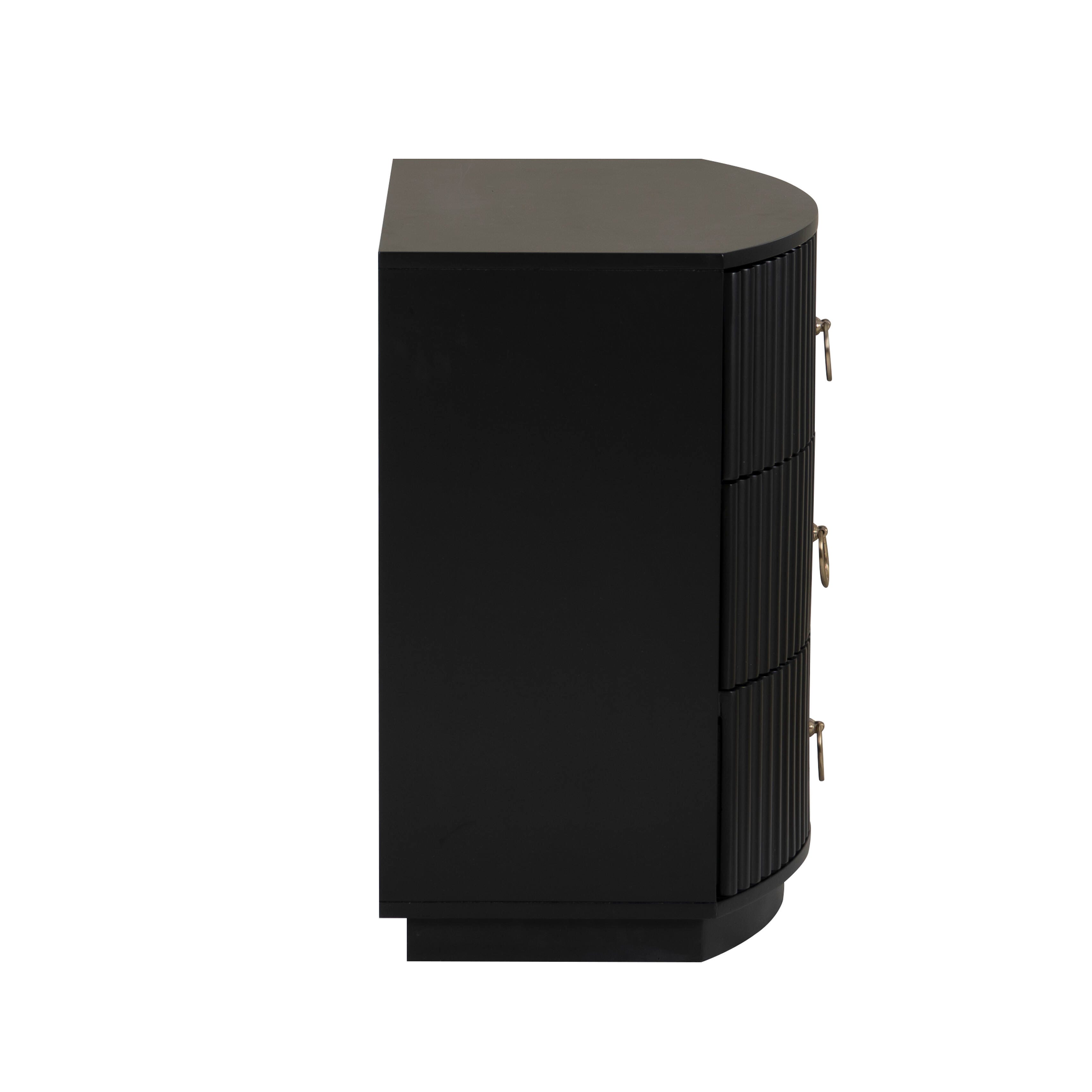 Linon Kara 24" 3 Drawer Nightstand, Black, large