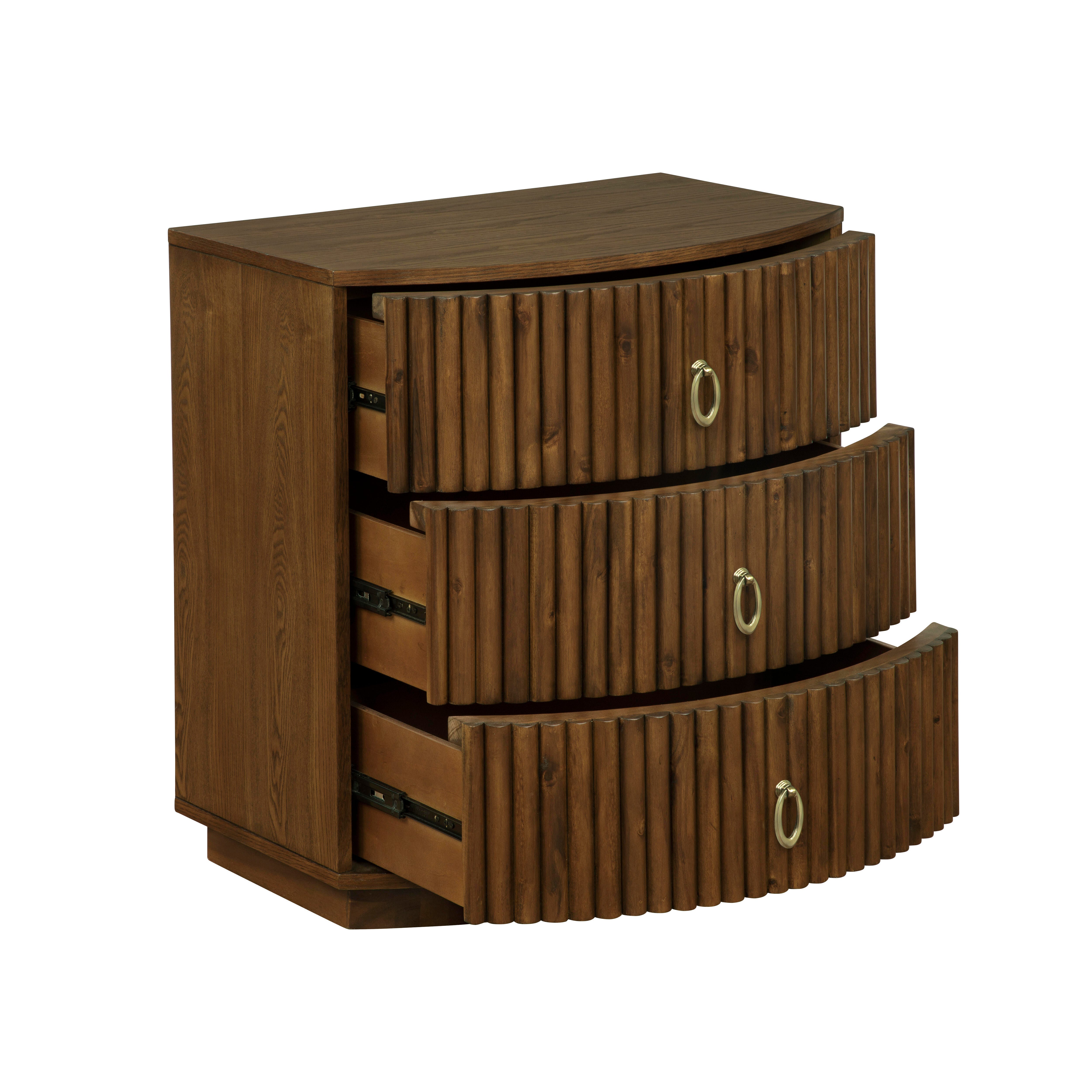 Linon Kara 24" 3 Drawer Nightstand, Walnut, large