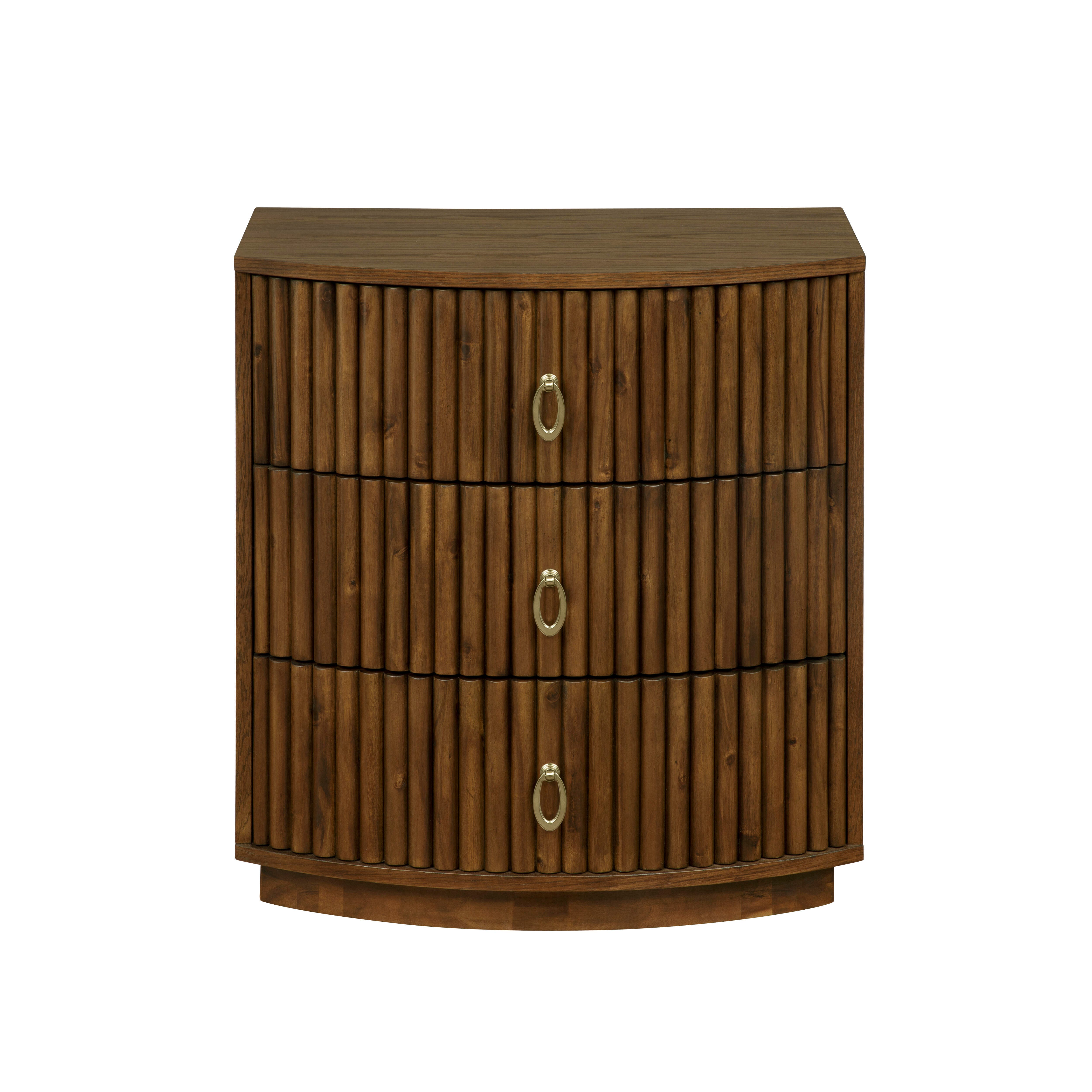 Linon Kara 24" 3 Drawer Nightstand, Walnut, large