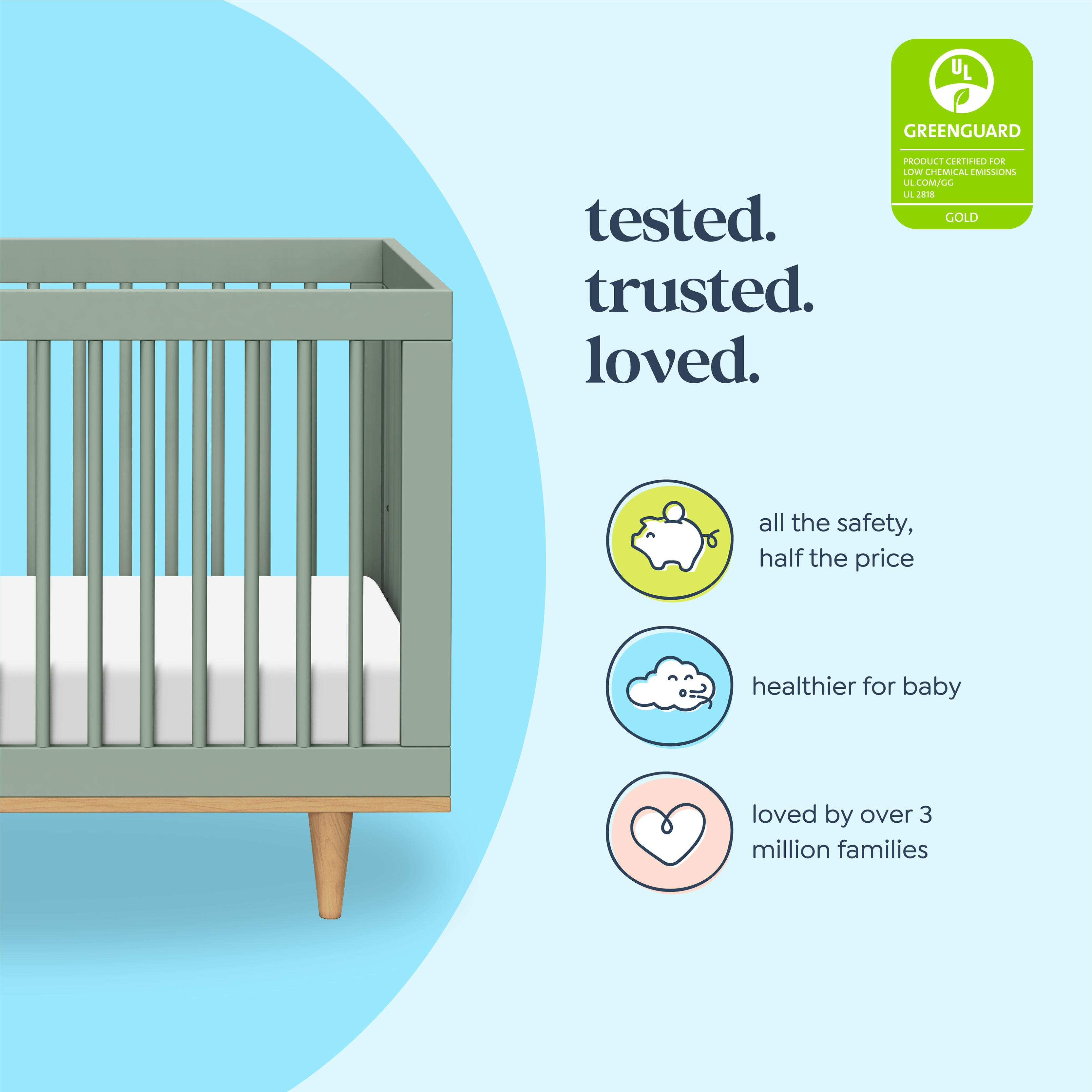 daVinci Marley 3-in-1 Convertible Crib, Light Sage/Honey, large