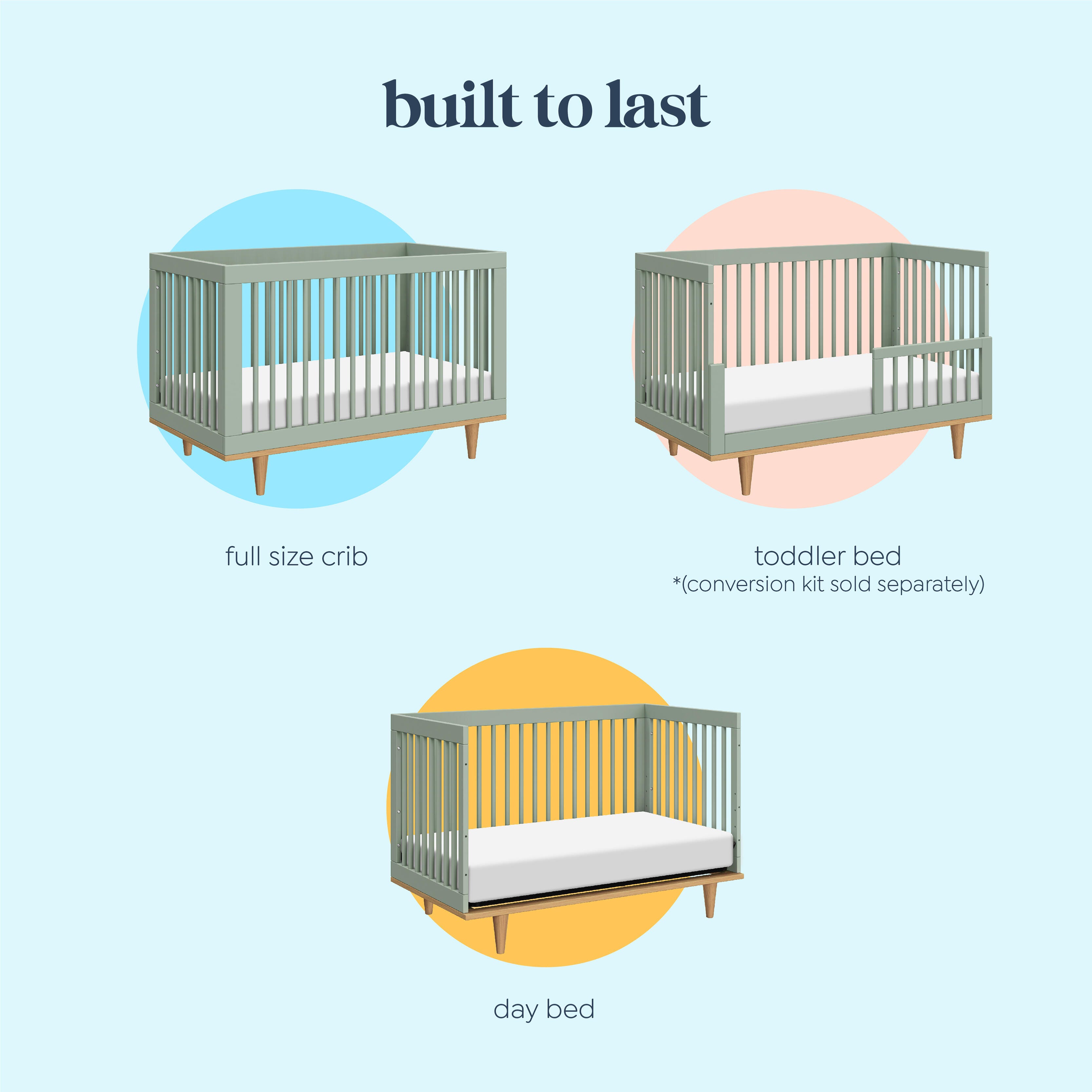 daVinci Marley 3-in-1 Convertible Crib, Light Sage/Honey, large
