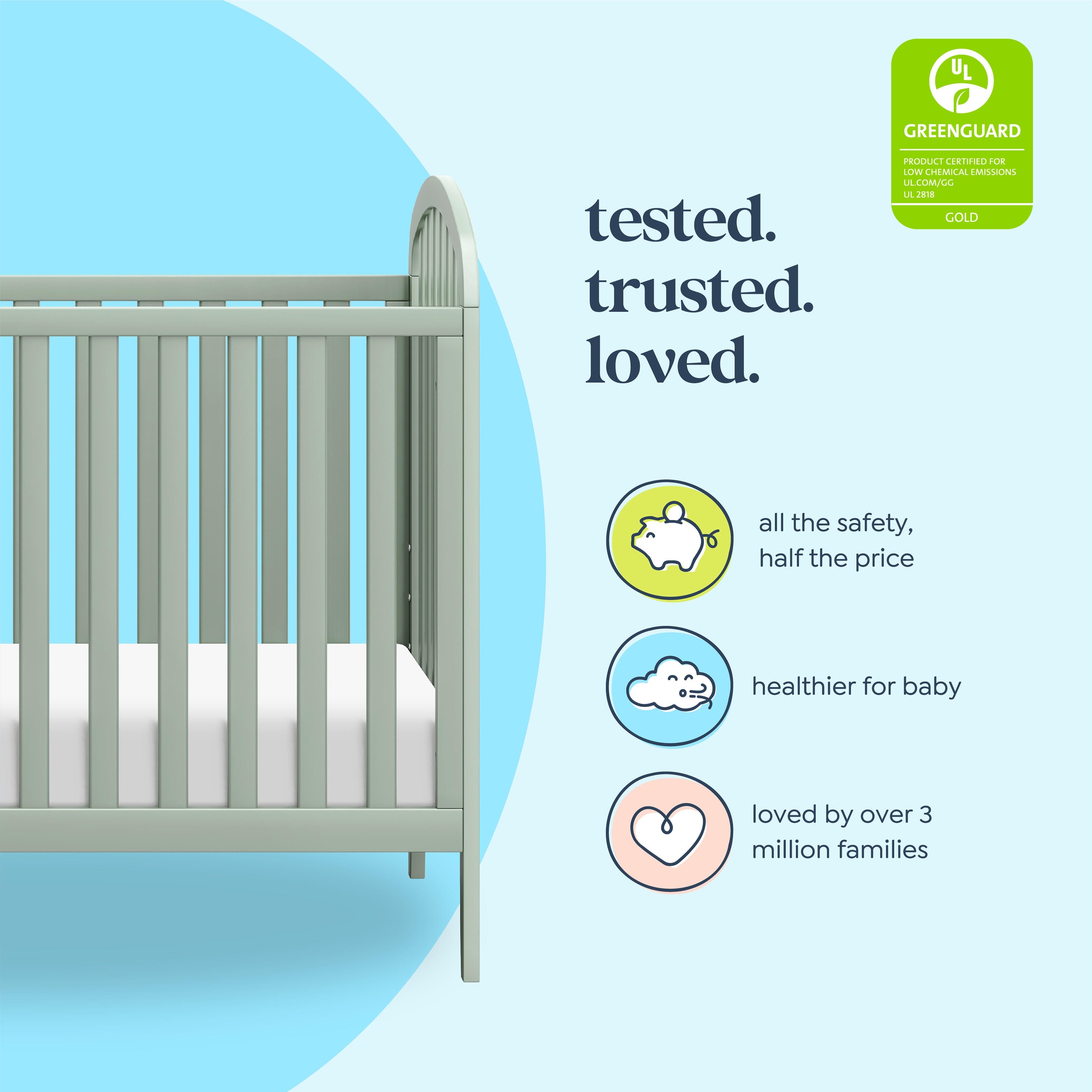 daVinci Beau 3-in-1 Convertible Crib, Light Sage, large