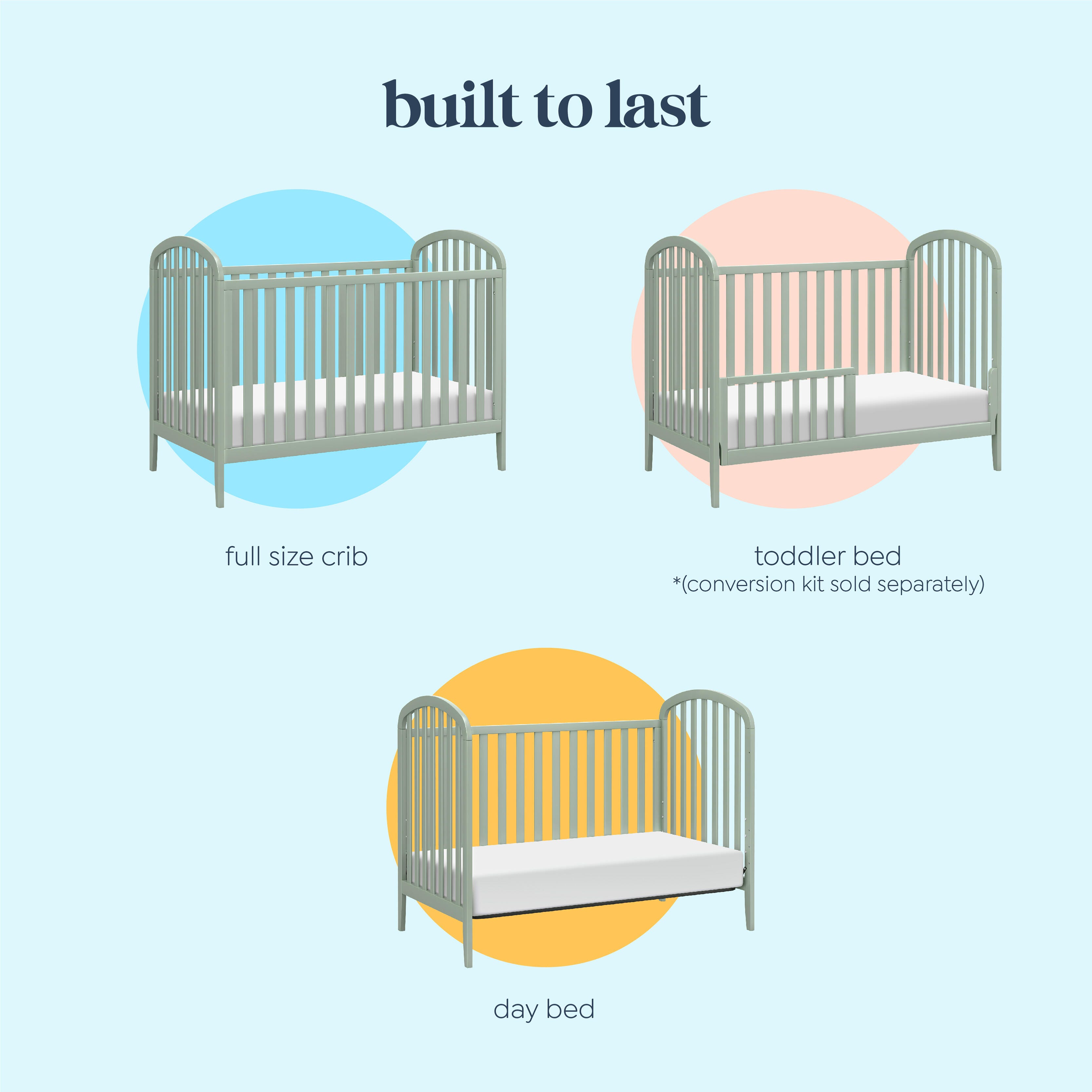 daVinci Beau 3-in-1 Convertible Crib, Light Sage, large