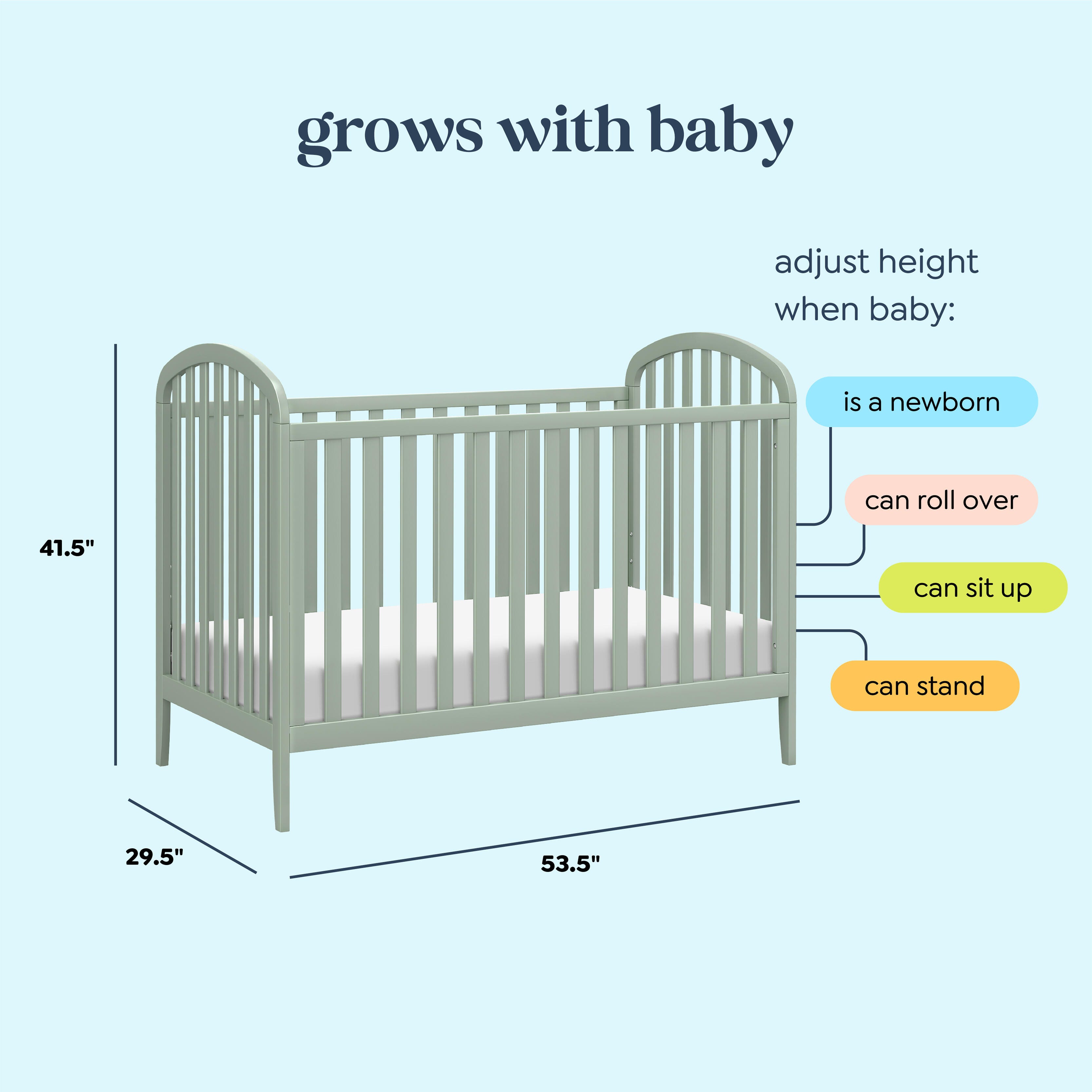 daVinci Beau 3-in-1 Convertible Crib, Light Sage, large