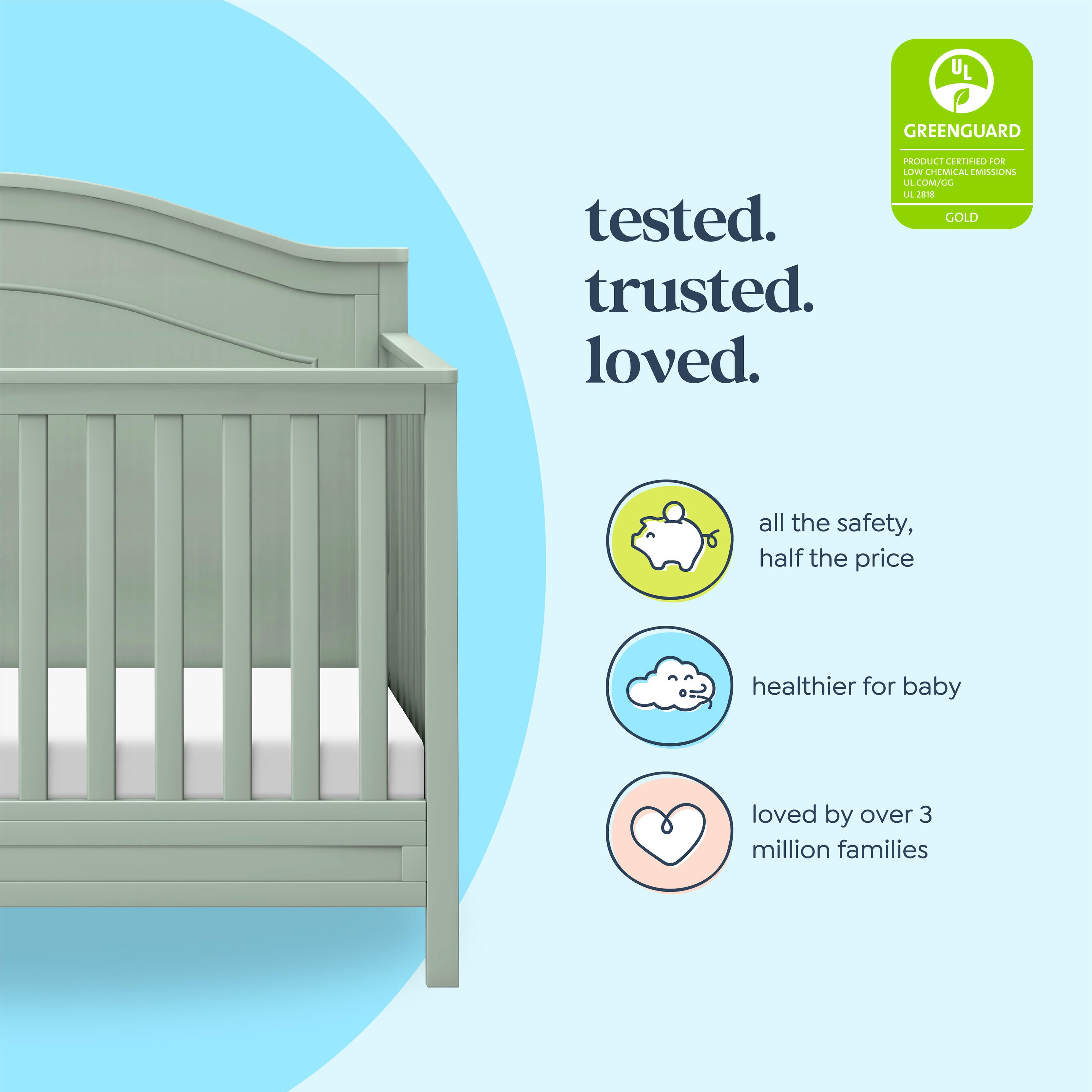 daVinci Charlie 4-in-1 Convertible Crib, Light Sage, large
