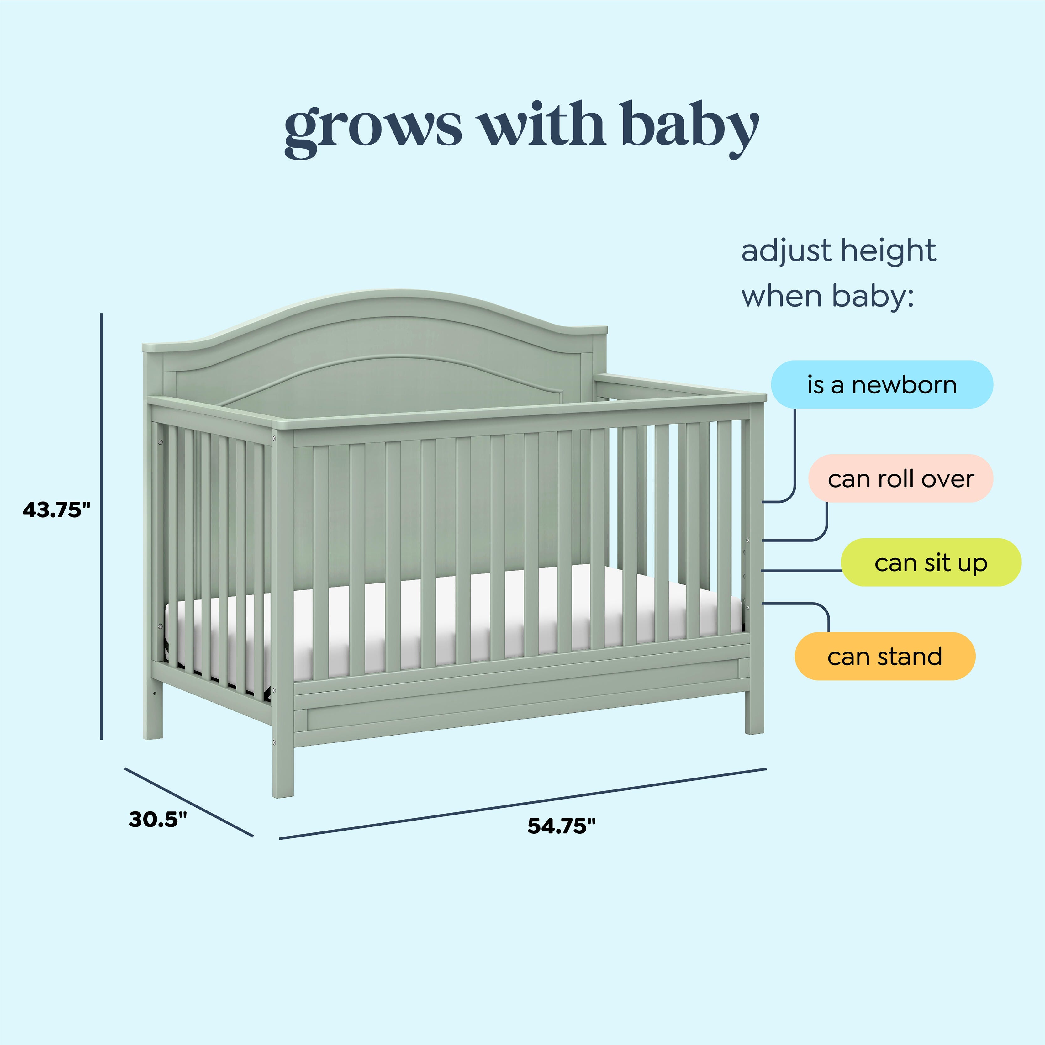 daVinci Charlie 4-in-1 Convertible Crib, Light Sage, large