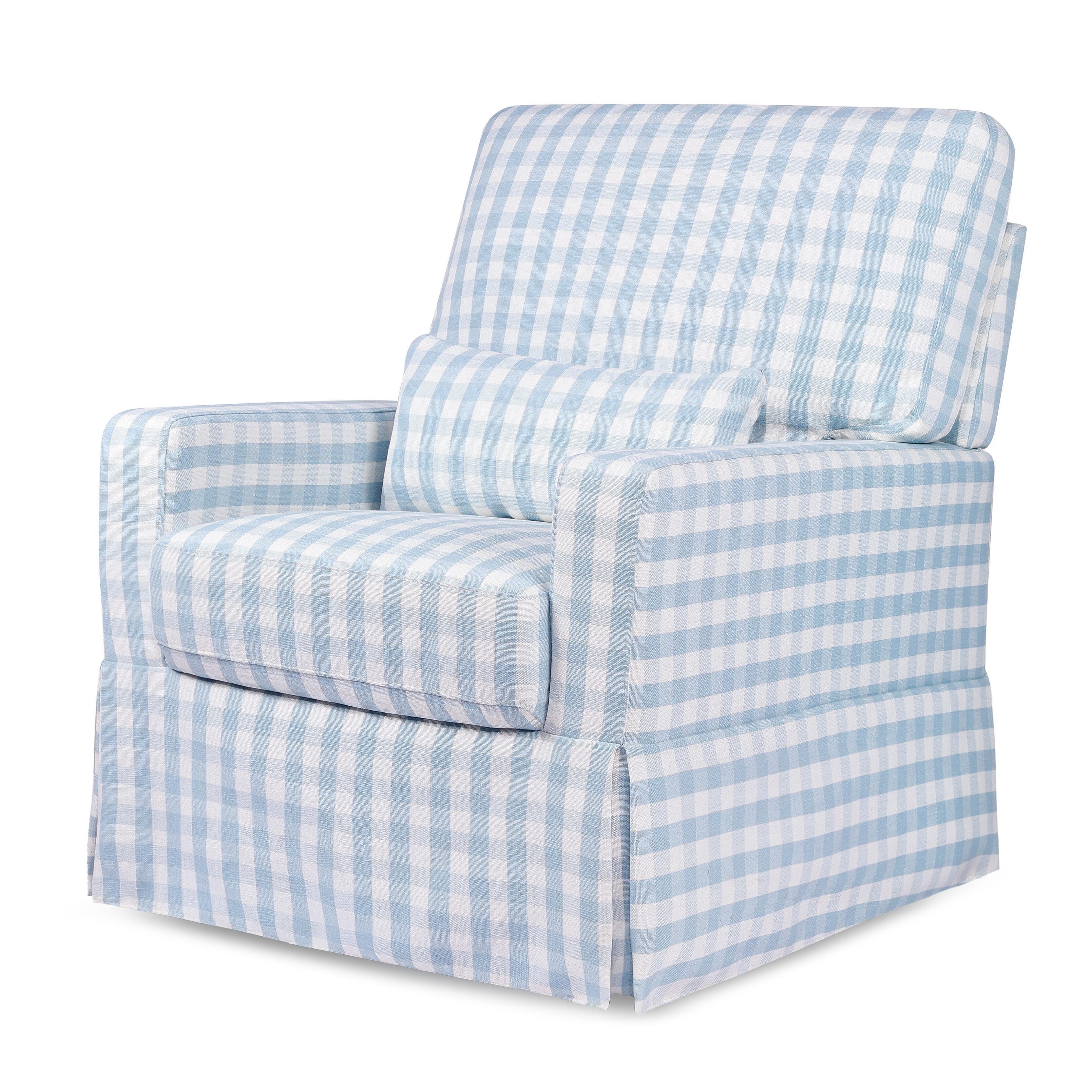 Namesake Crawford Pillowback Comfort Glider, Blue Gingham, large