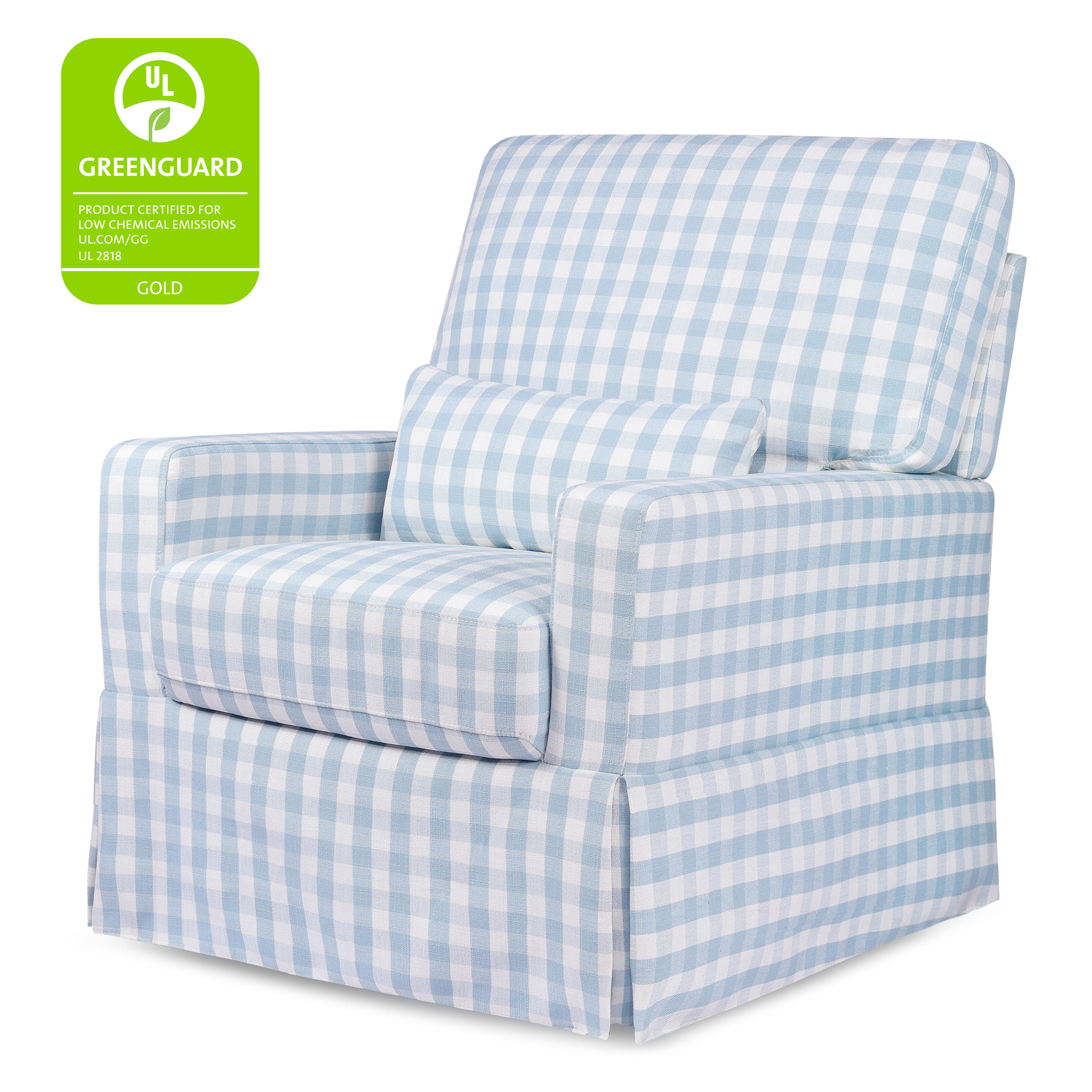 Namesake Crawford Pillowback Comfort Glider, Blue Gingham, large