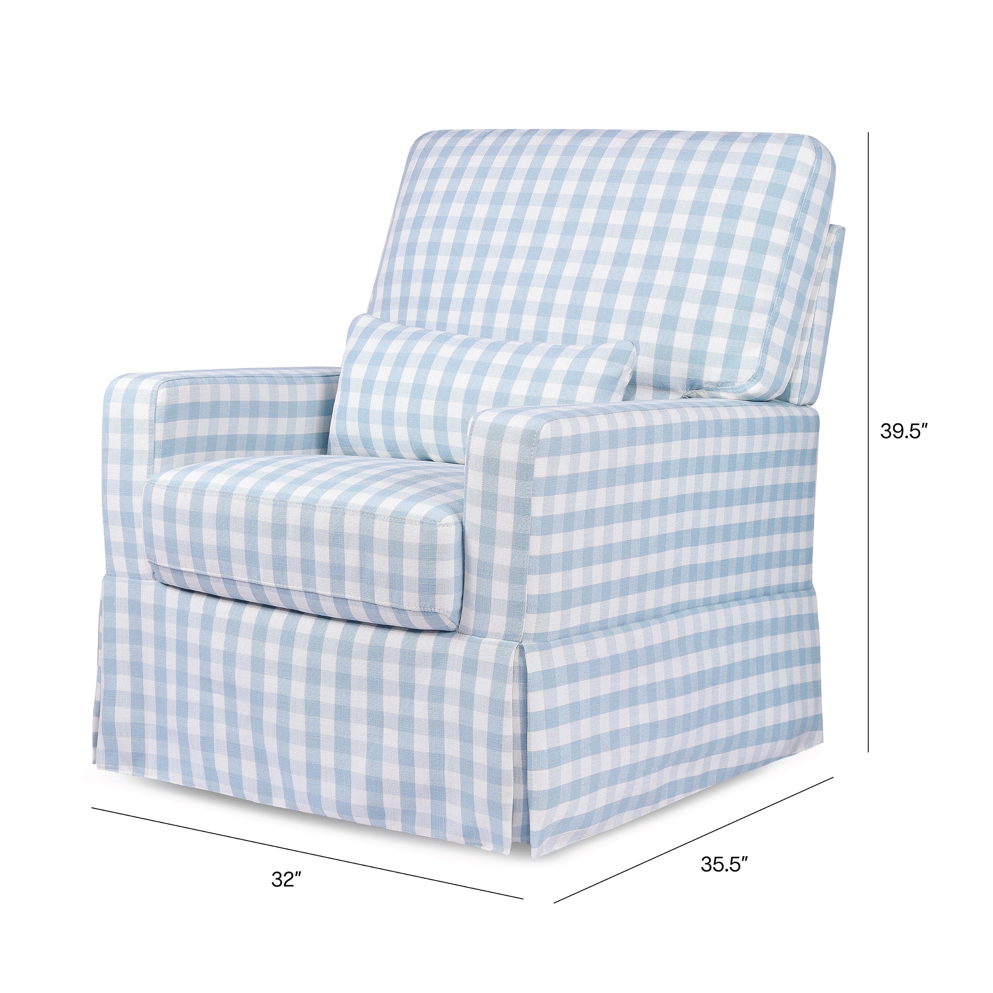 Namesake Crawford Pillowback Comfort Glider, Blue Gingham, large
