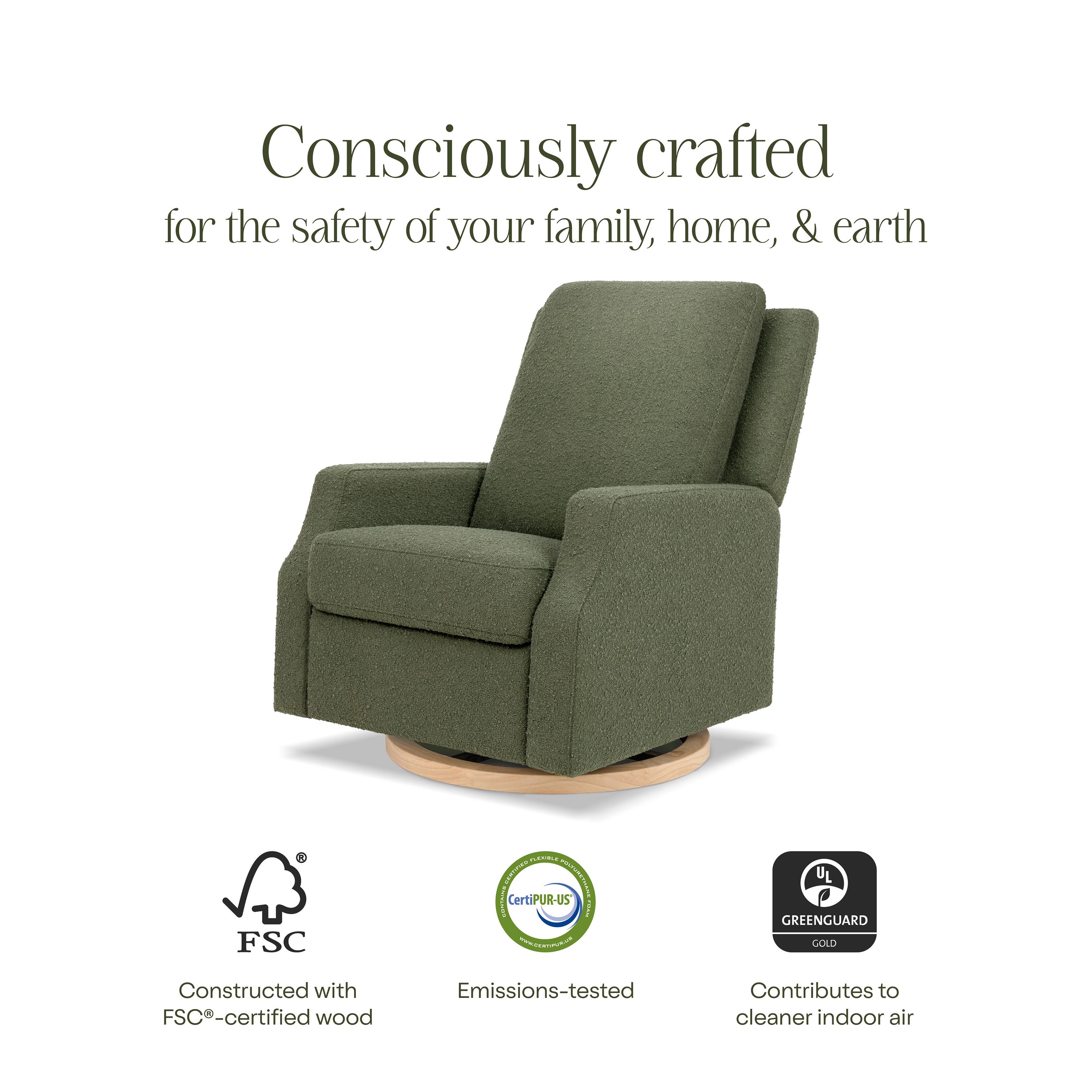 Namesake Manual Recliner, Olive, large