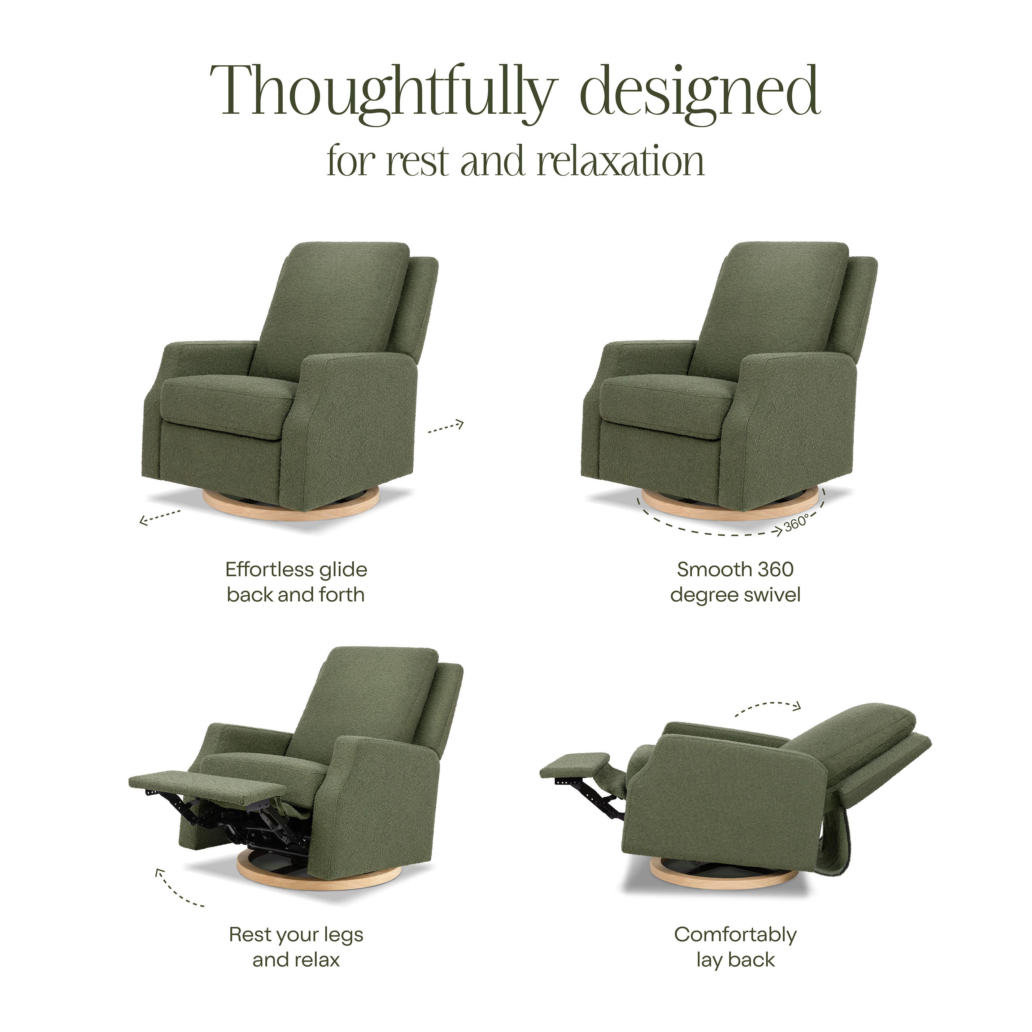 Namesake Manual Recliner, Olive, large