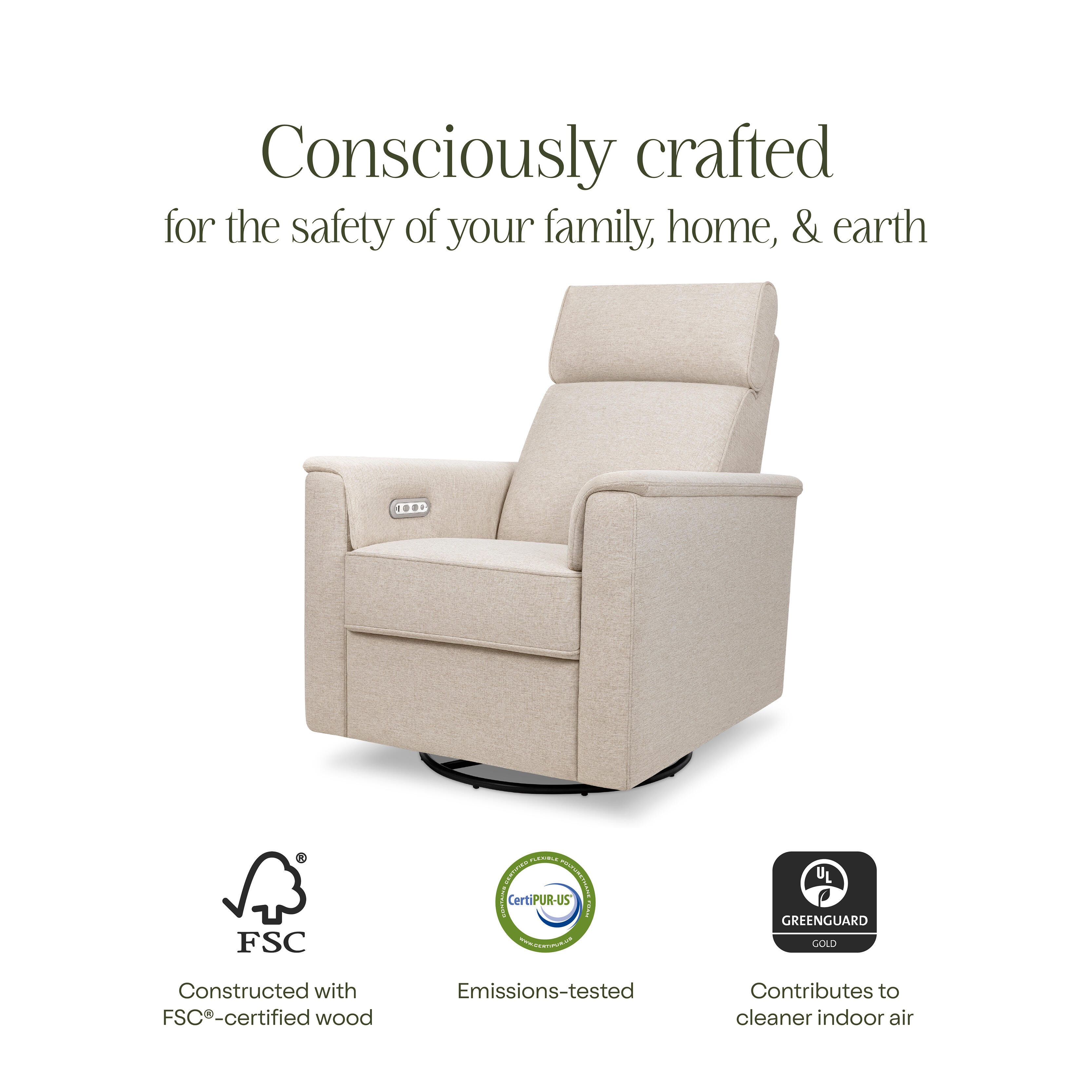 Namesake Power Recliner, Beach, large