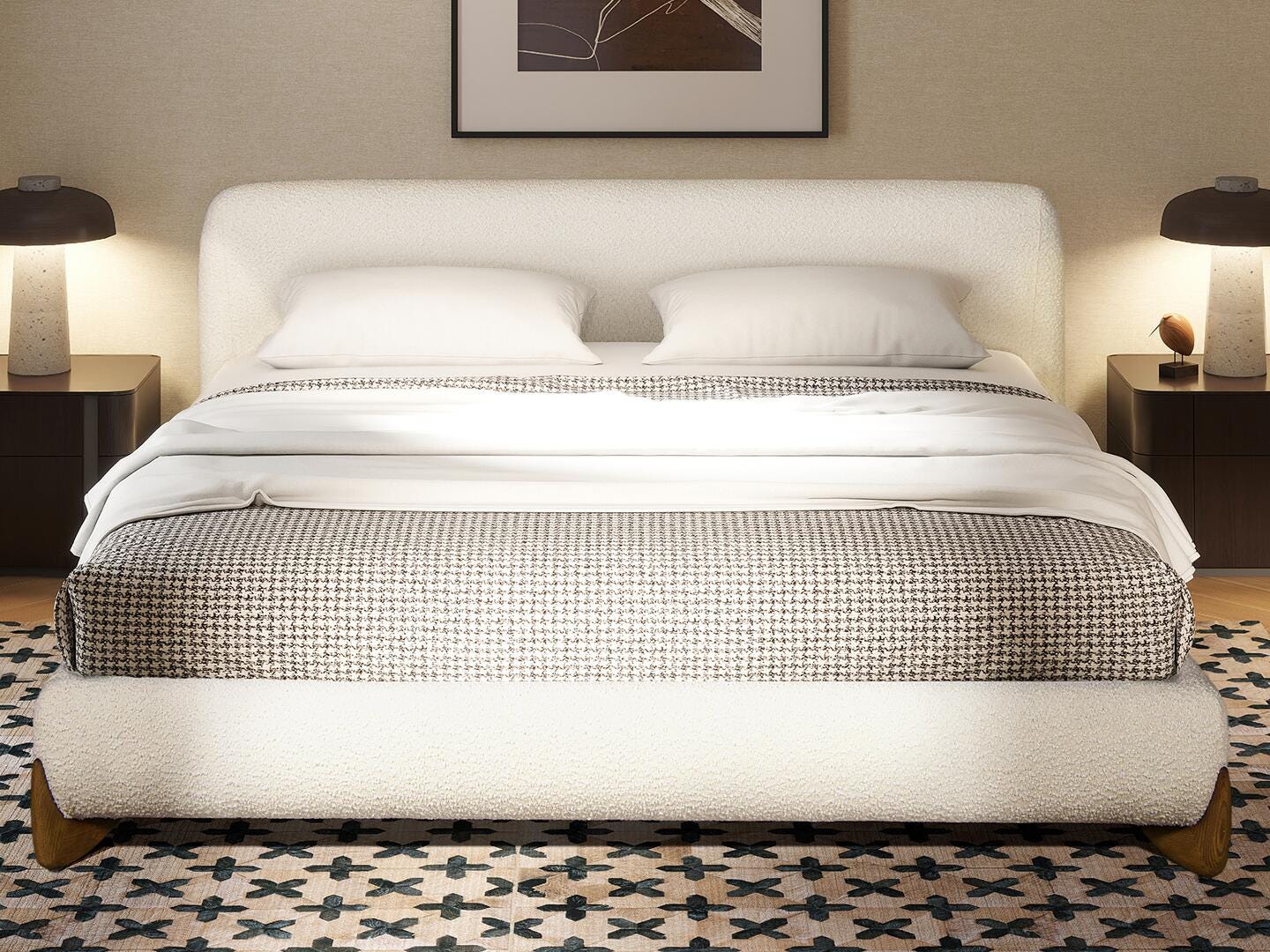 Jennifer Taylor Home Alpine King Upholstered Bed, White, large