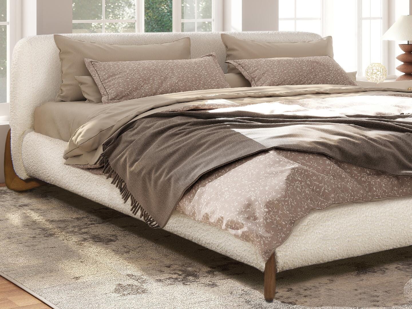Jennifer Taylor Home Alpine King Upholstered Bed, White, large