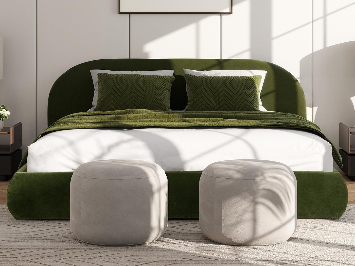 Jennifer Taylor Home Archie King Upholstered Bed, Olive Green, large