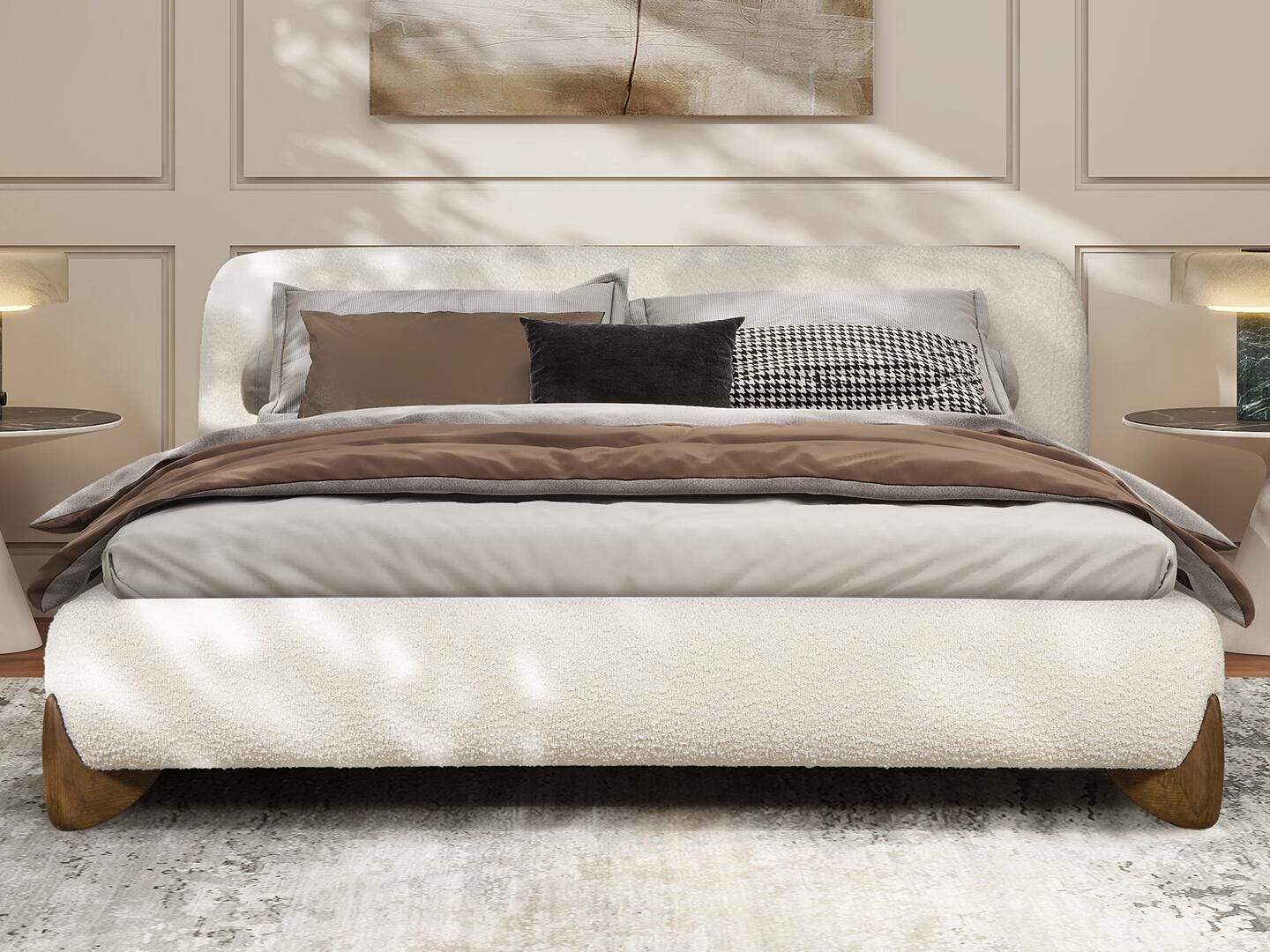 Jennifer Taylor Home Alpine Queen Upholstered Bed, White, rollover