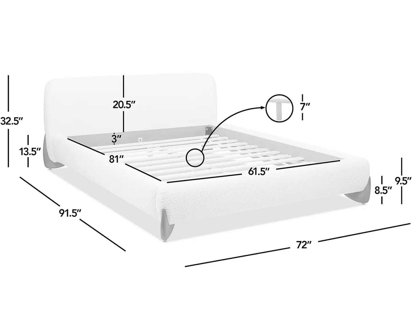 Jennifer Taylor Home Alpine Queen Upholstered Bed, White, large
