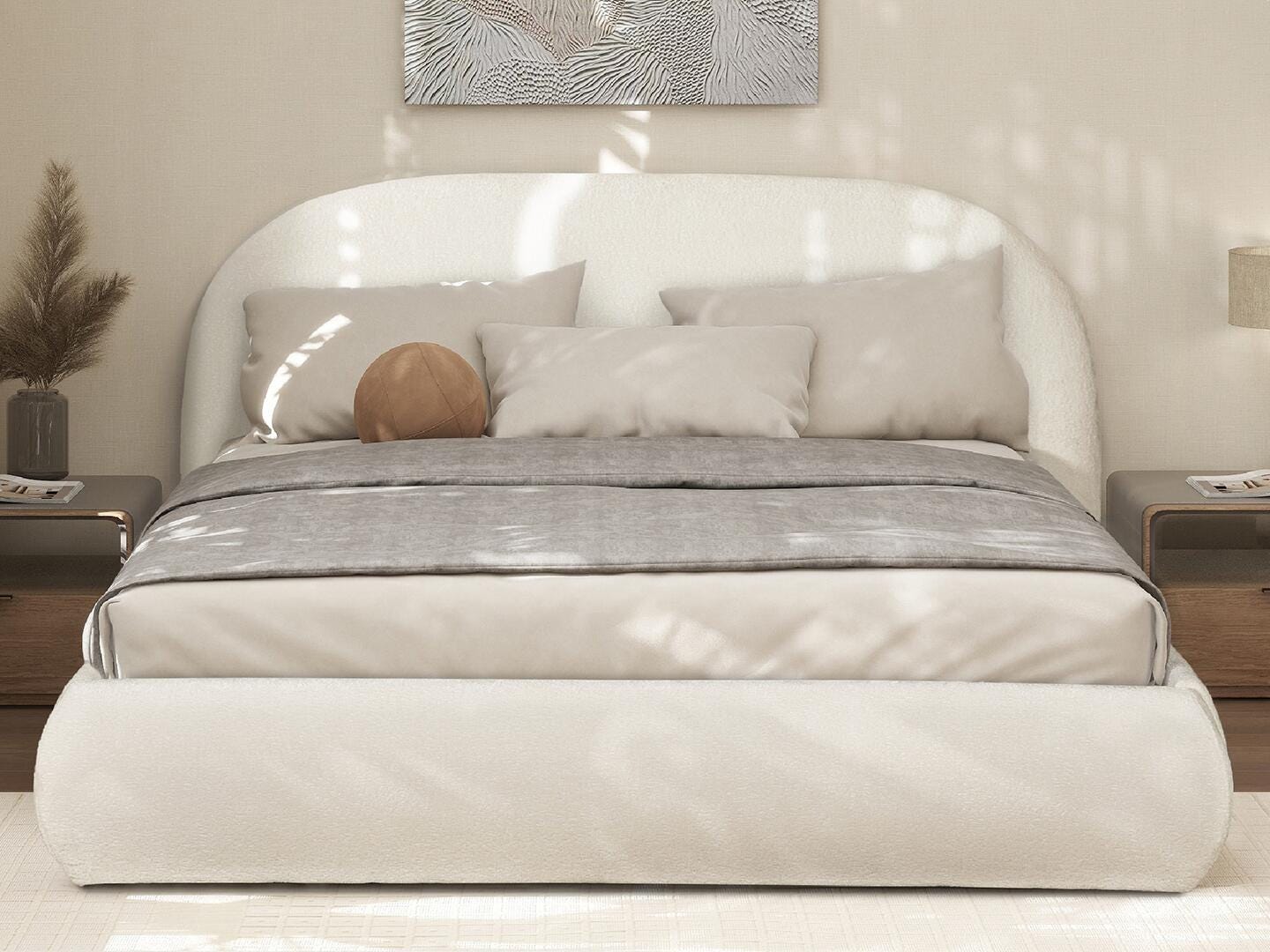 Jennifer Taylor Home Archie Queen Upholstered Bed, Almond White, rollover