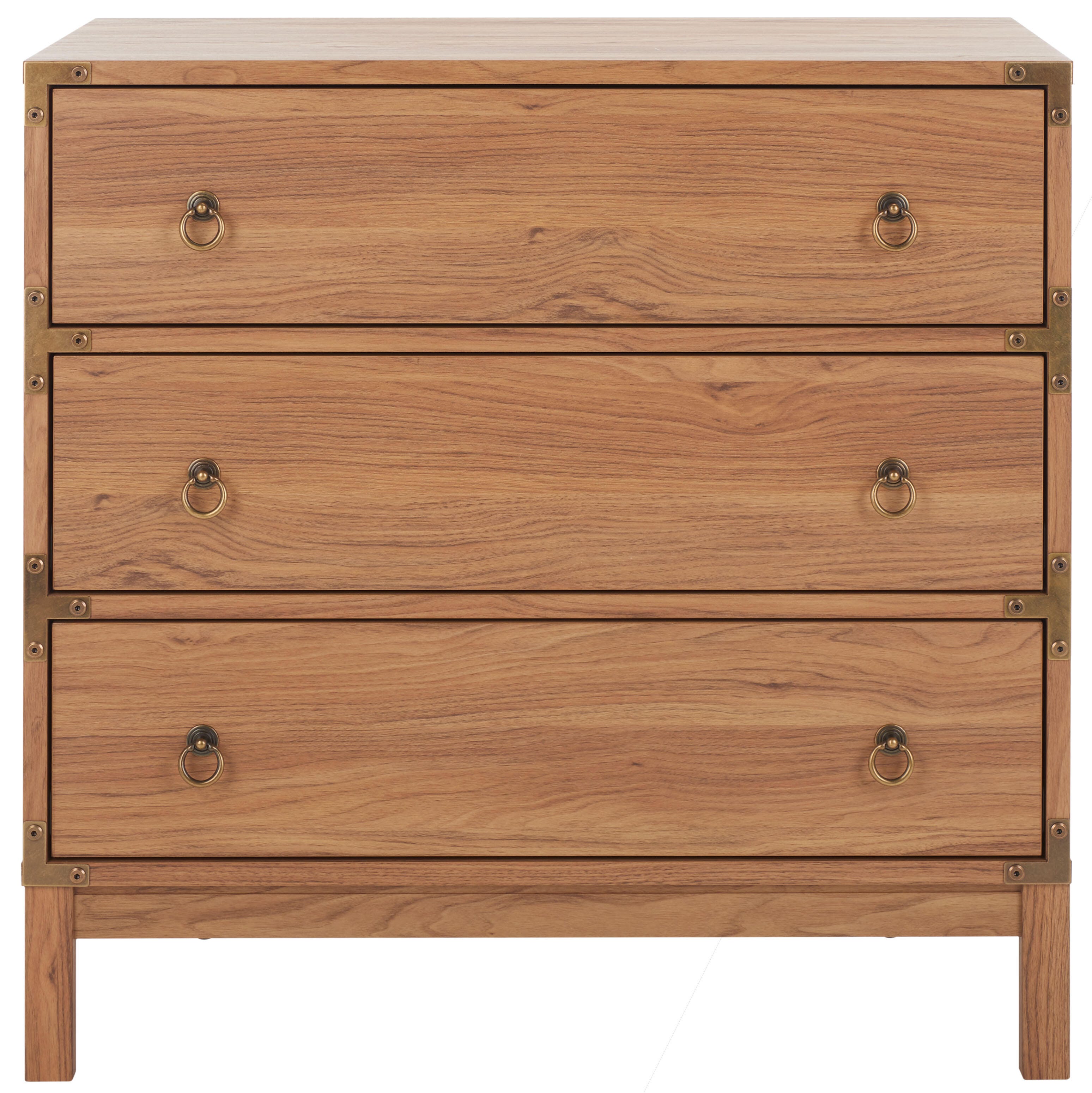 Safavieh Galio 31" 3 Drawer Chest of Drawers, Oak/Gold, large