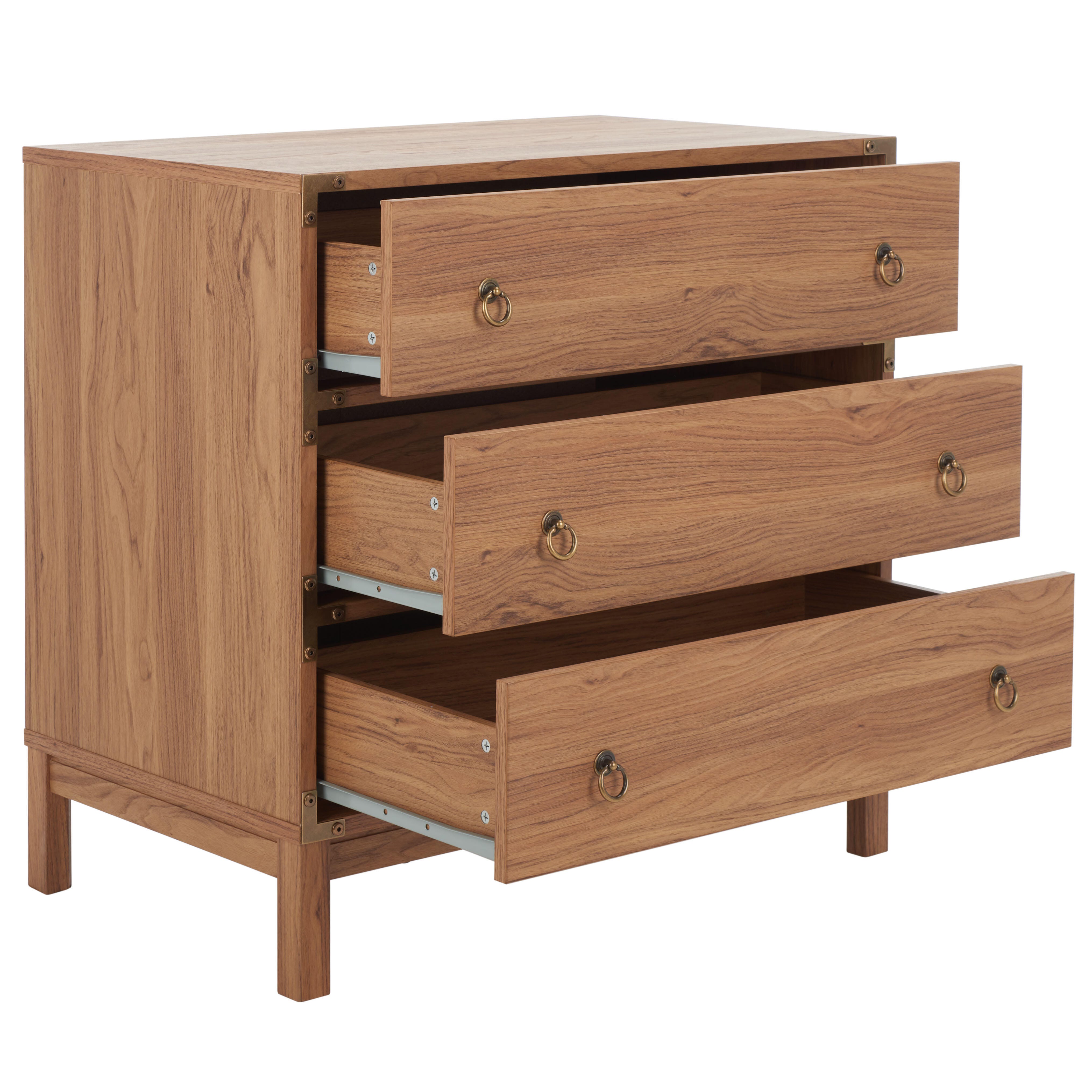 Safavieh Galio 31" 3 Drawer Chest of Drawers, Oak/Gold, large