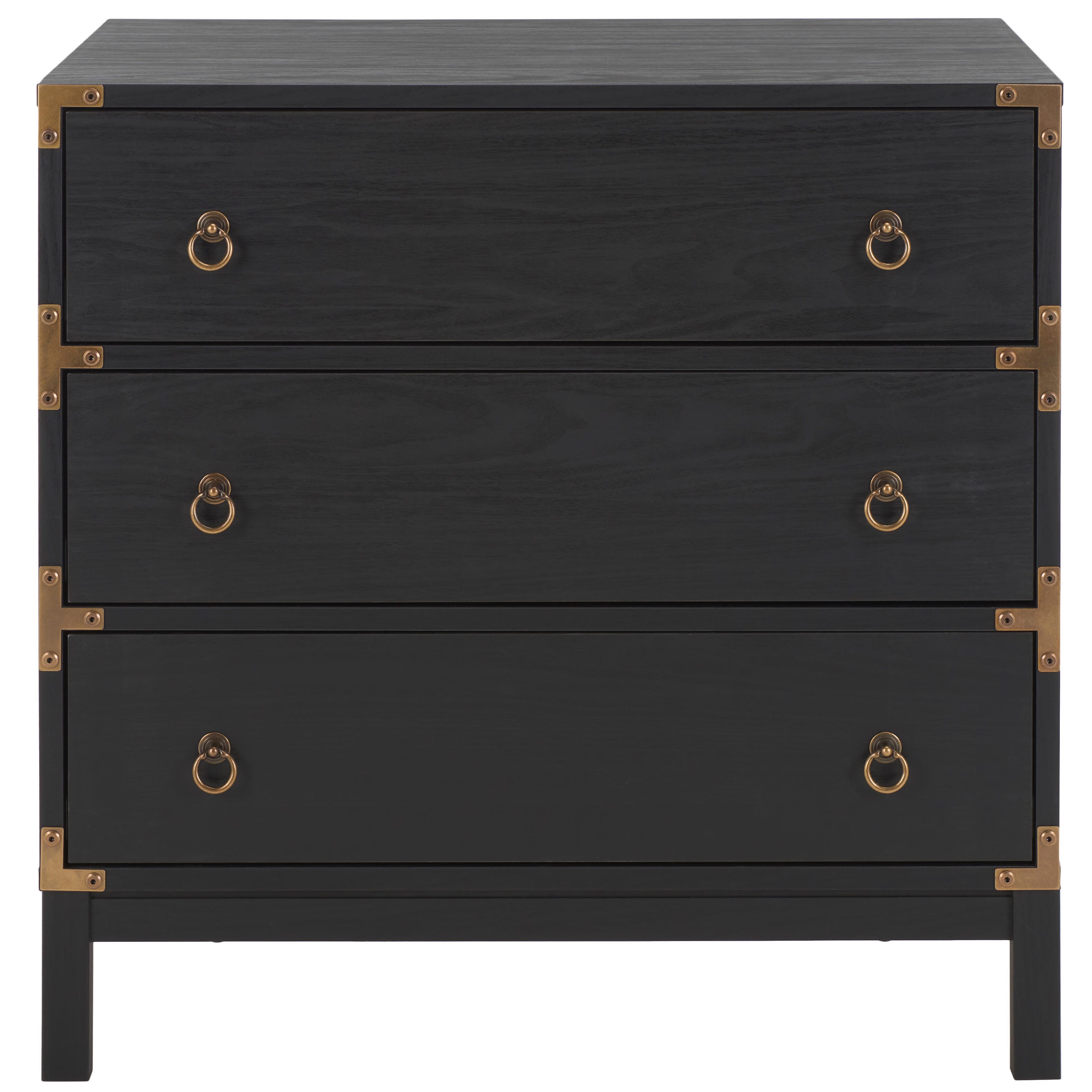 Safavieh Galio 31" 3 Drawer Chest of Drawers, Black/Gold, large