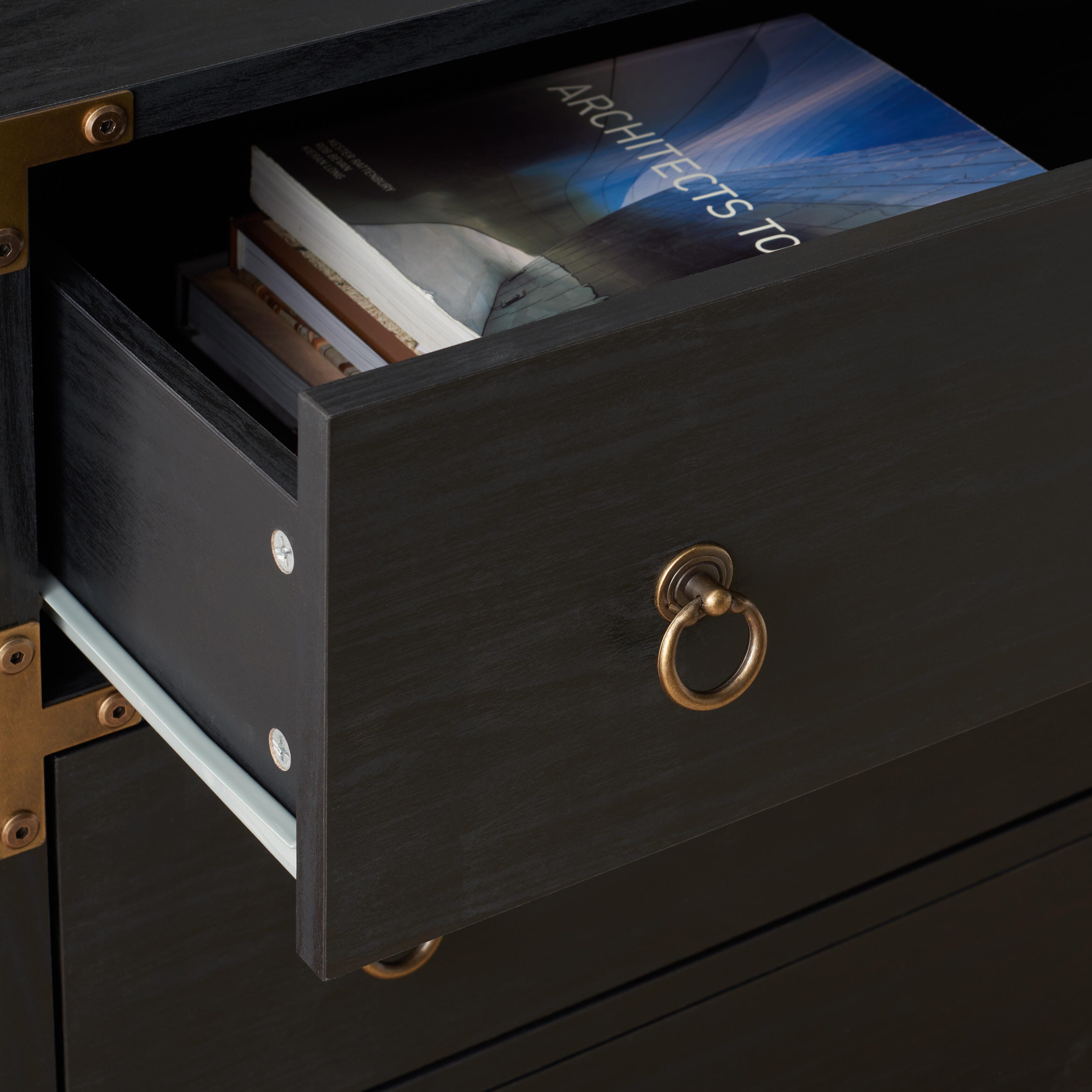 Safavieh Galio 31" 3 Drawer Chest of Drawers, Black/Gold, large