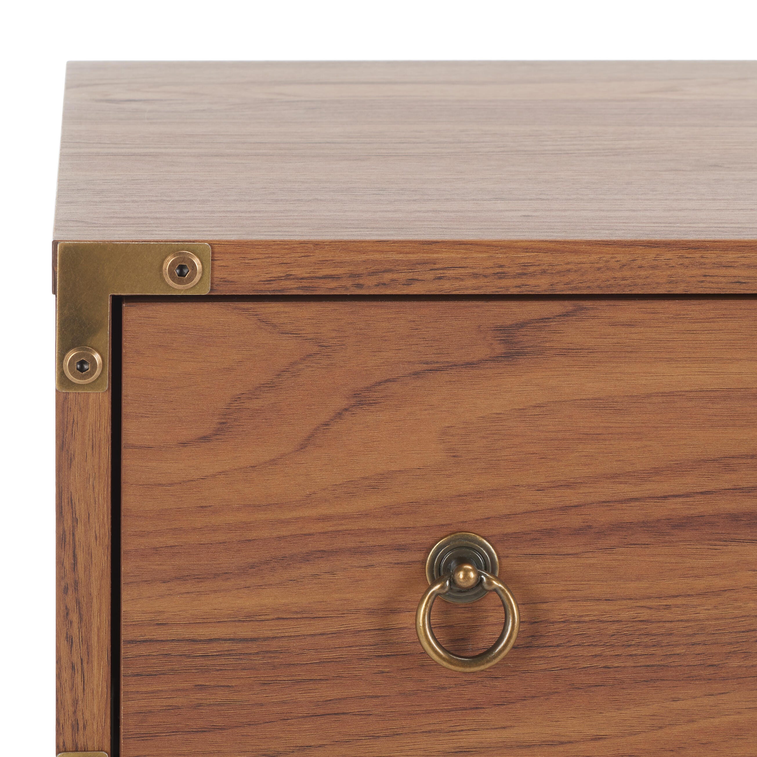 Safavieh Galio 31" 3 Drawer Chest of Drawers, Walnut/Gold, large
