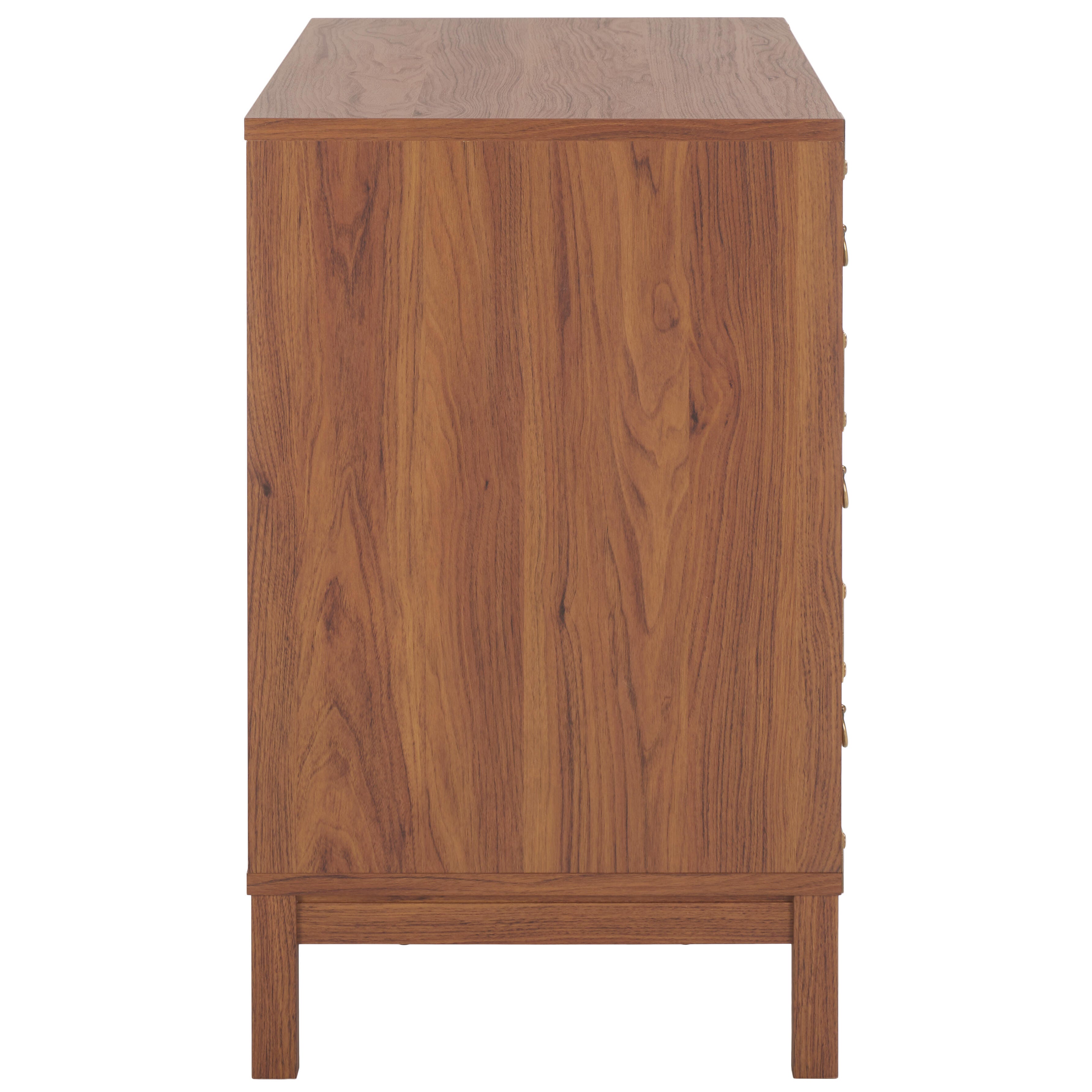 Safavieh Galio 31" 3 Drawer Chest of Drawers, Walnut/Gold, large