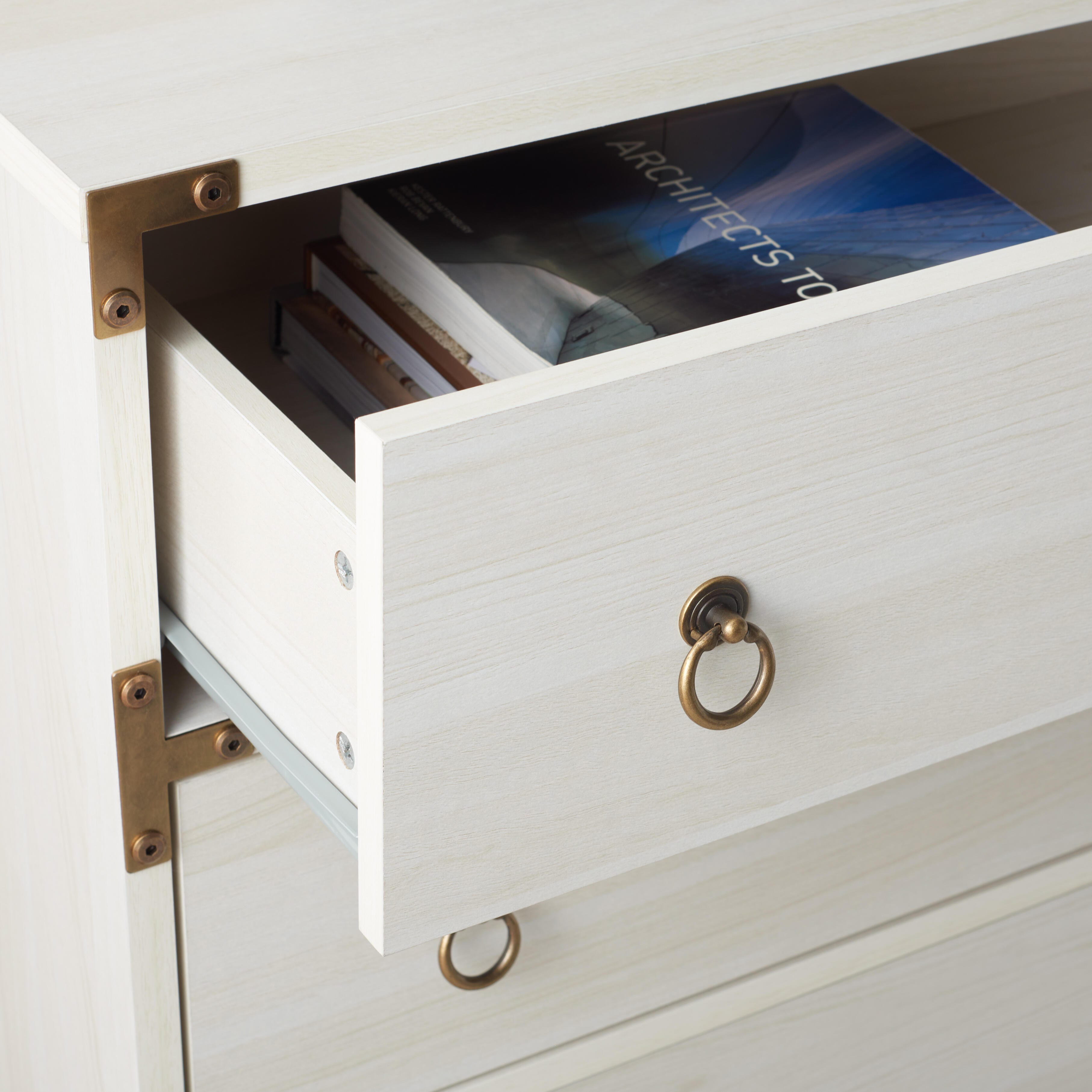 Safavieh Galio 31" 3 Drawer Chest of Drawers, Bleached White/Gold, large