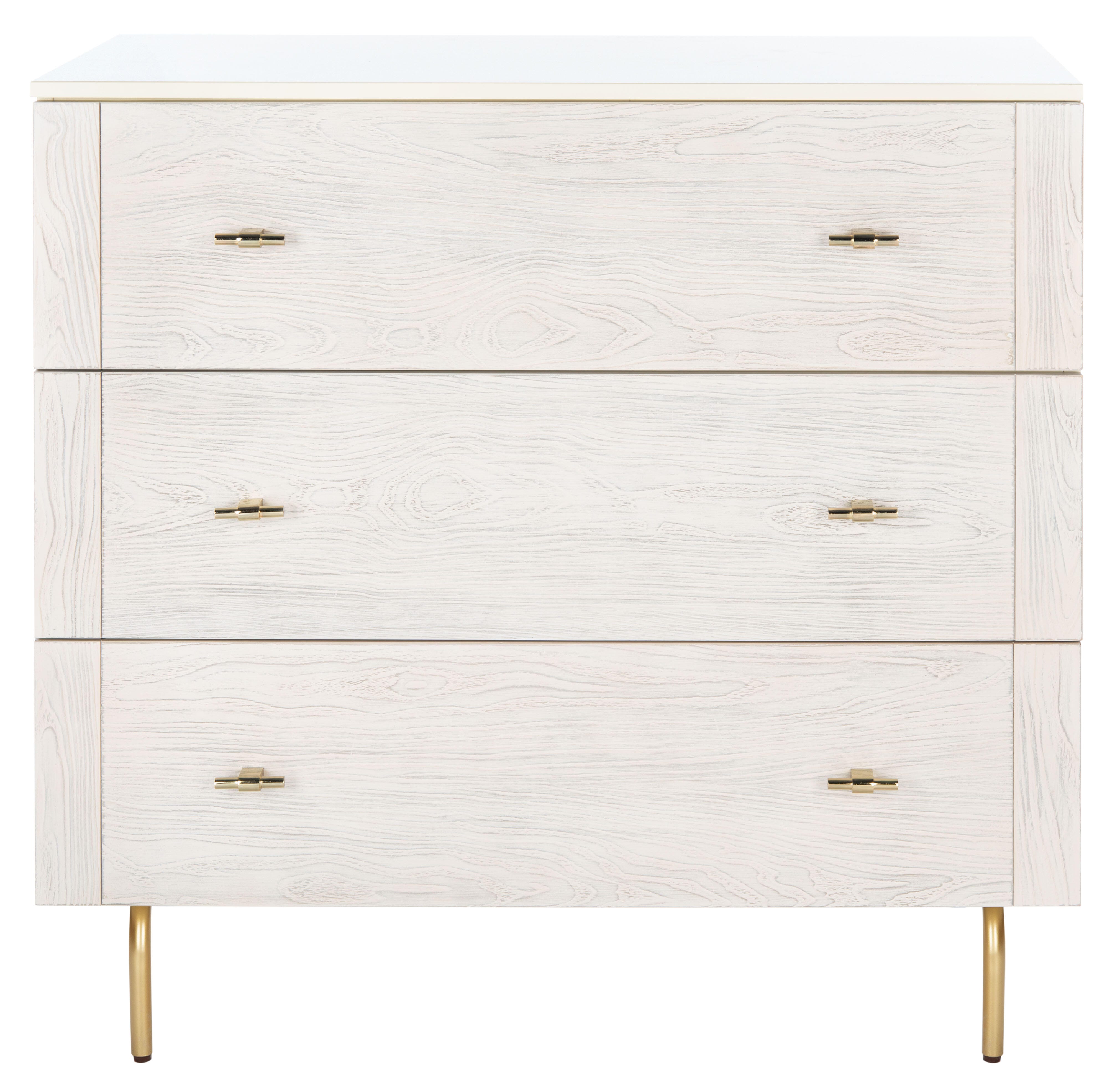 Safavieh Genevieve 36" 3 Drawer Dresser, Cream/White Washed, large
