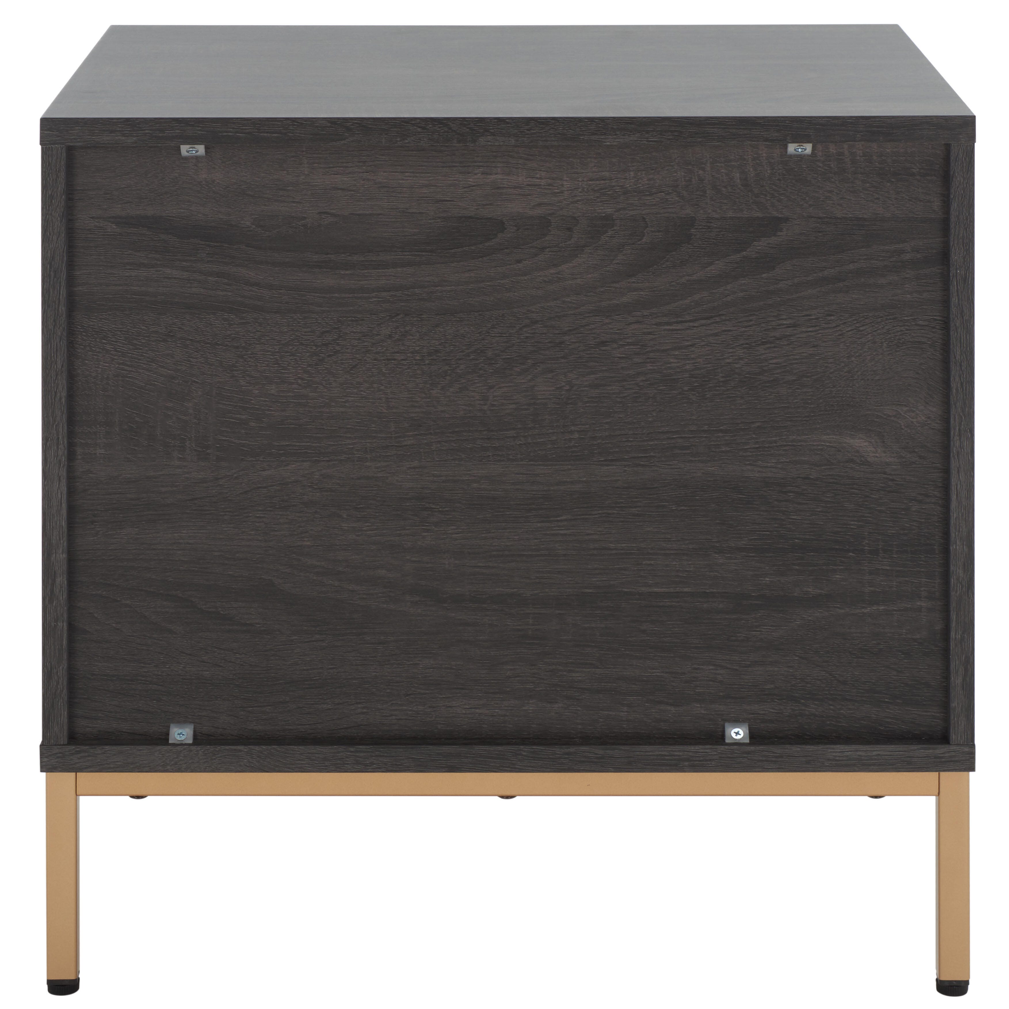 Safavieh Lylia 22" 2 Drawer Nightstand, Distressed Black/Gold, large