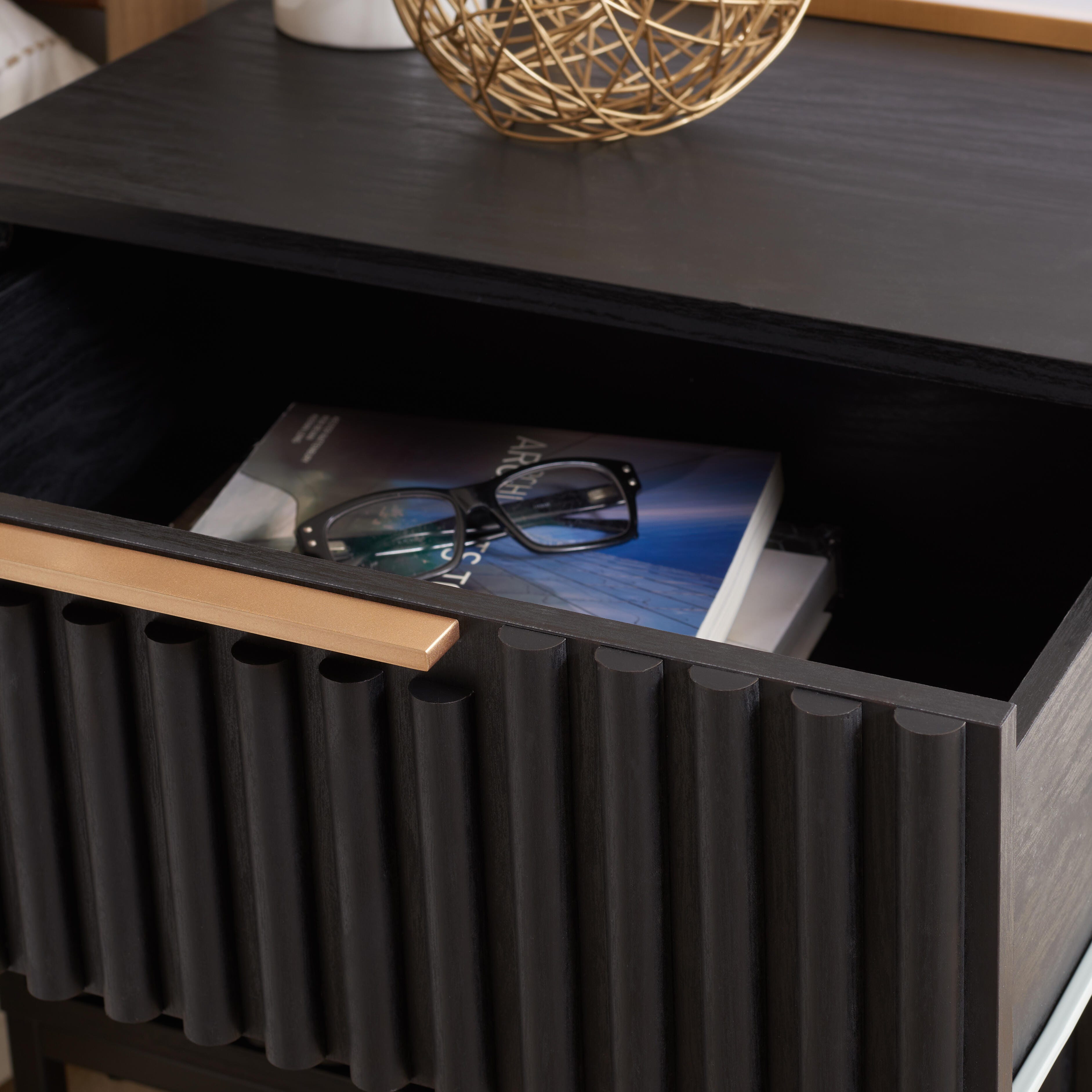 Safavieh Lylia 22" 2 Drawer Nightstand, Black, large