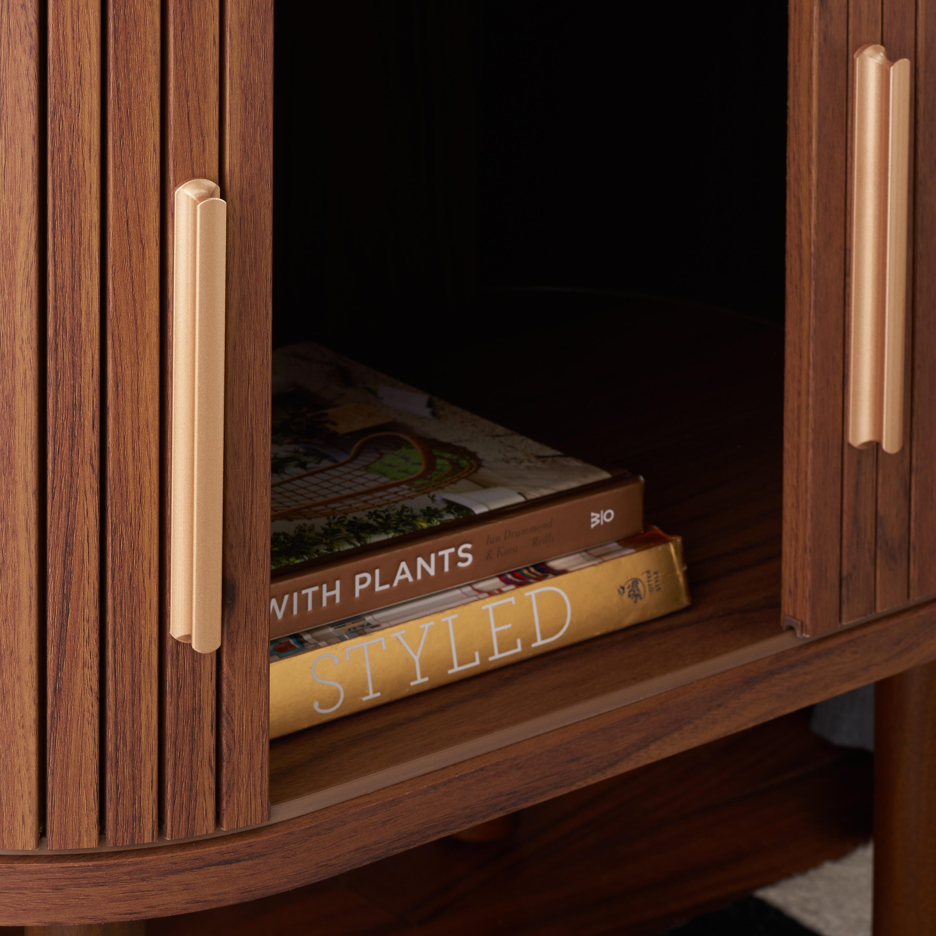 Safavieh Tealla 23" Nightstand, Walnut/Gold, large