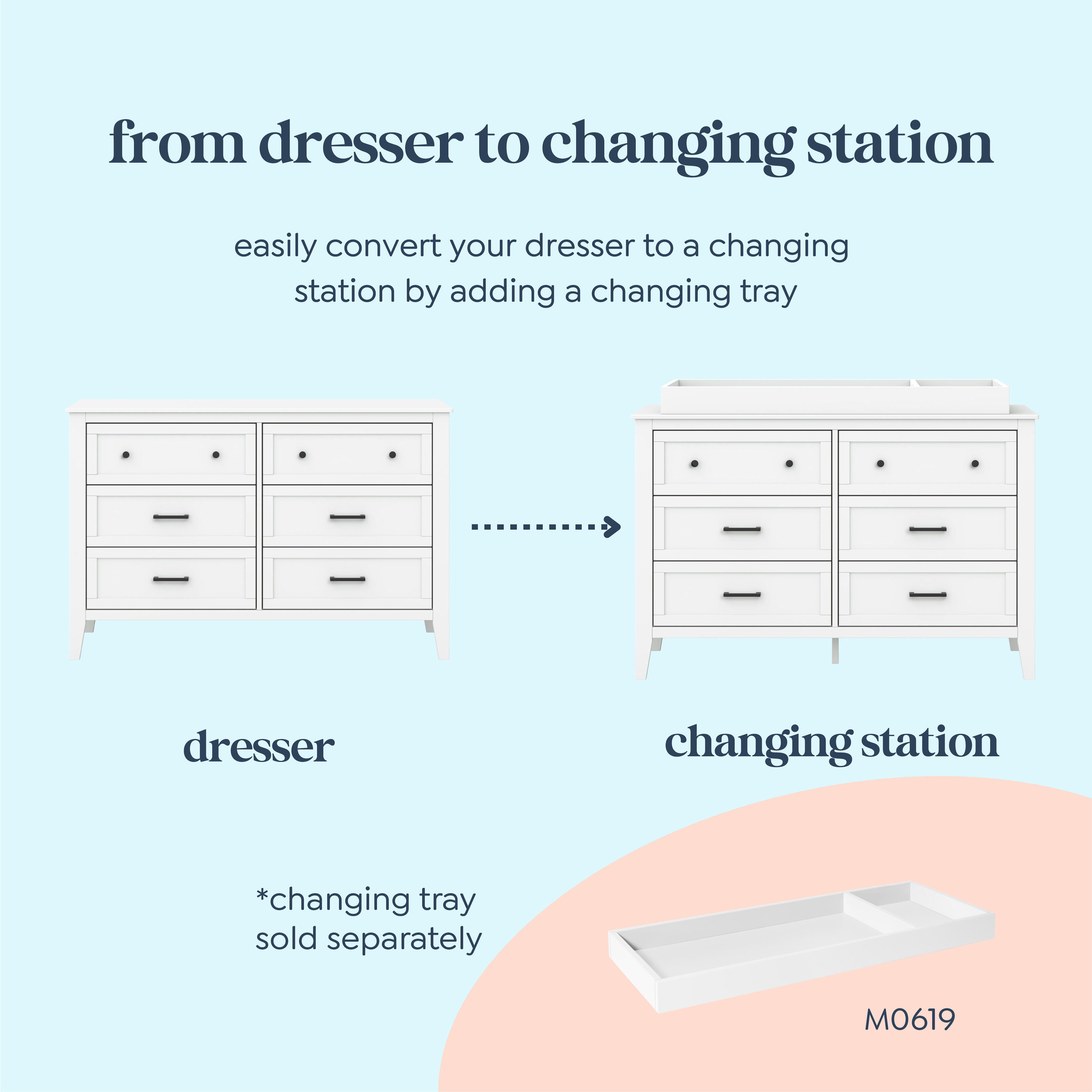 daVinci Beau 6 Drawer Dresser, White, large