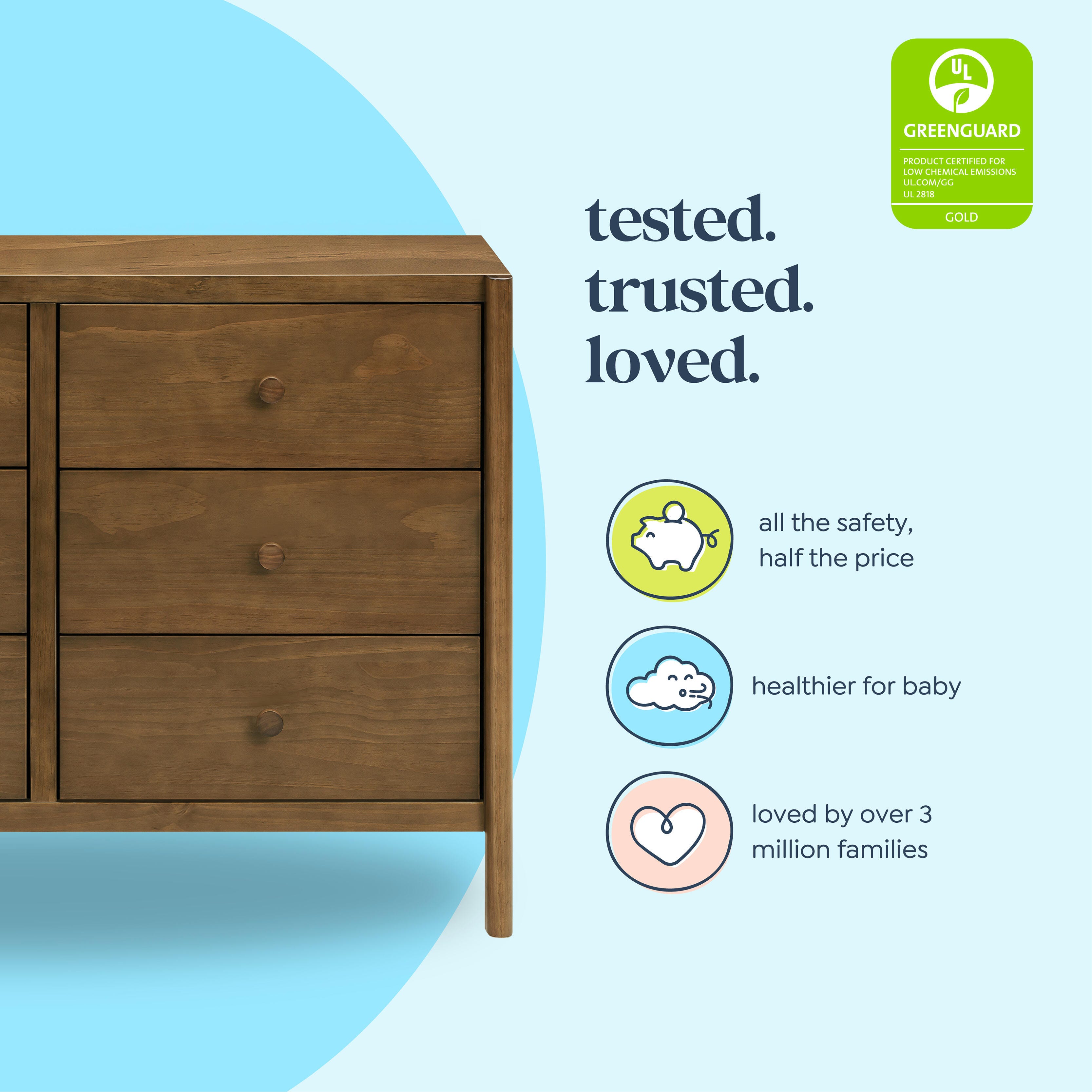 daVinci Birdie 6 Drawer Dresser, Walnut, large