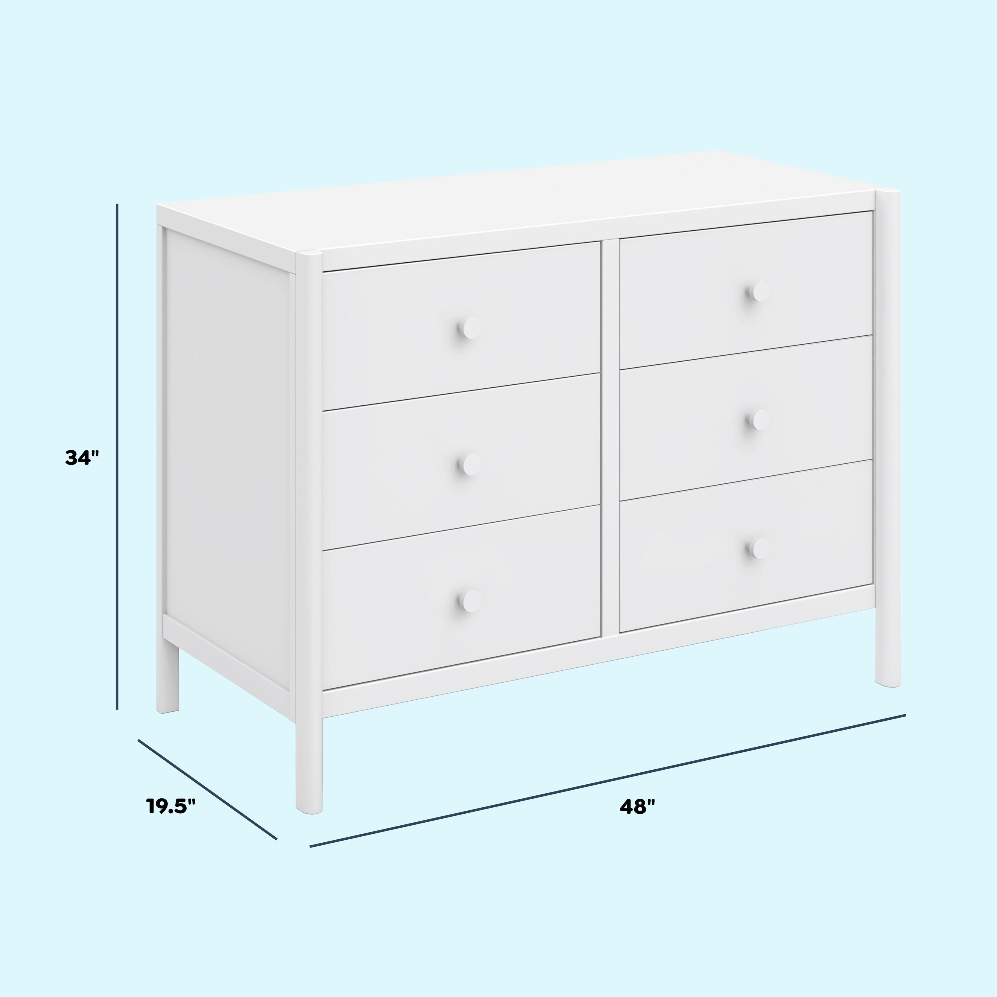 daVinci Birdie 6 Drawer Dresser, White, large
