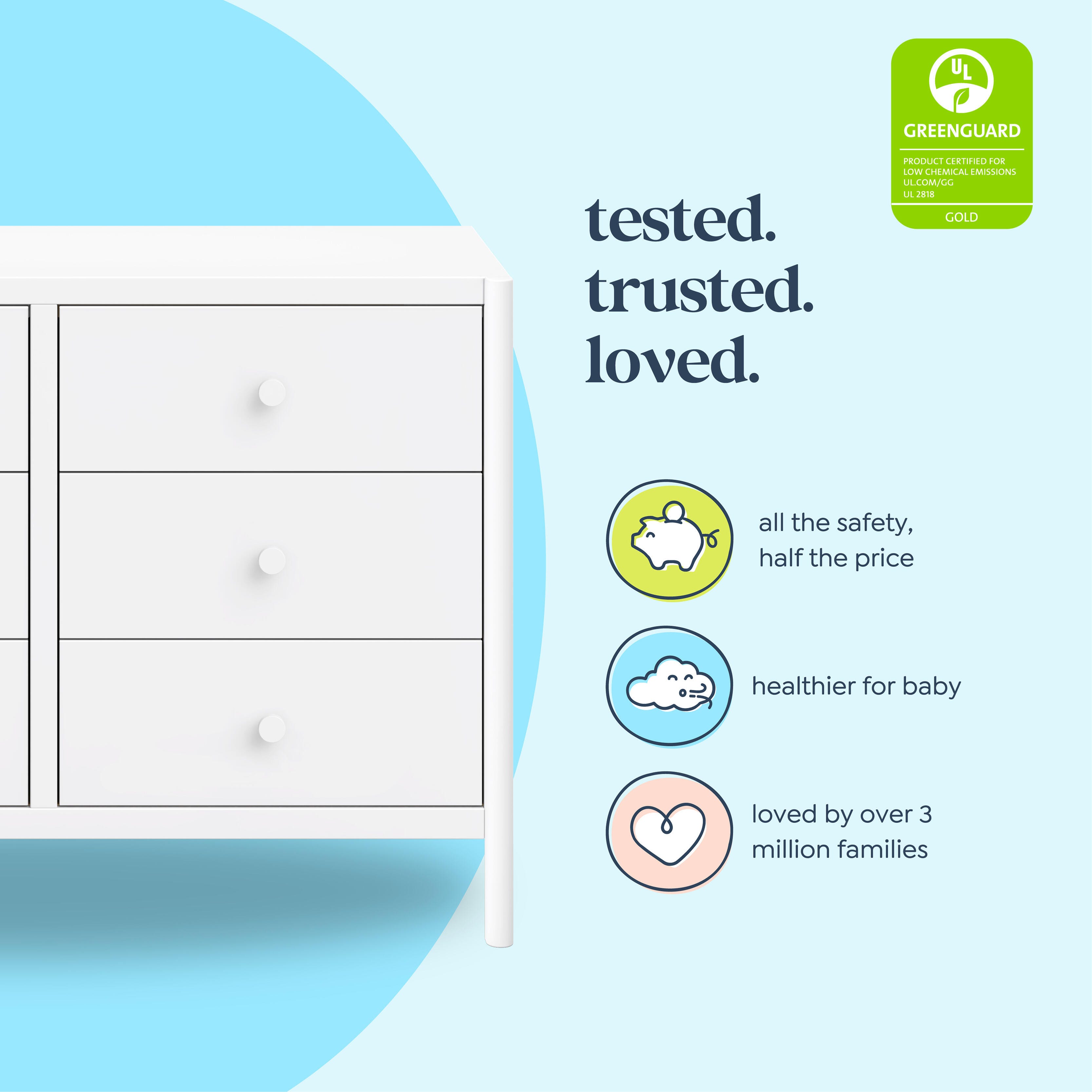 daVinci Birdie 6 Drawer Dresser, White, large